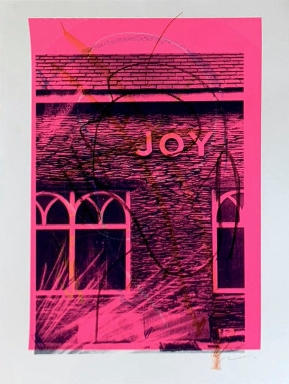Joy (Magenta and Black) by Adam Bridgland, a hand-finished screen print and hand drawn embellishments on paper, from 2023