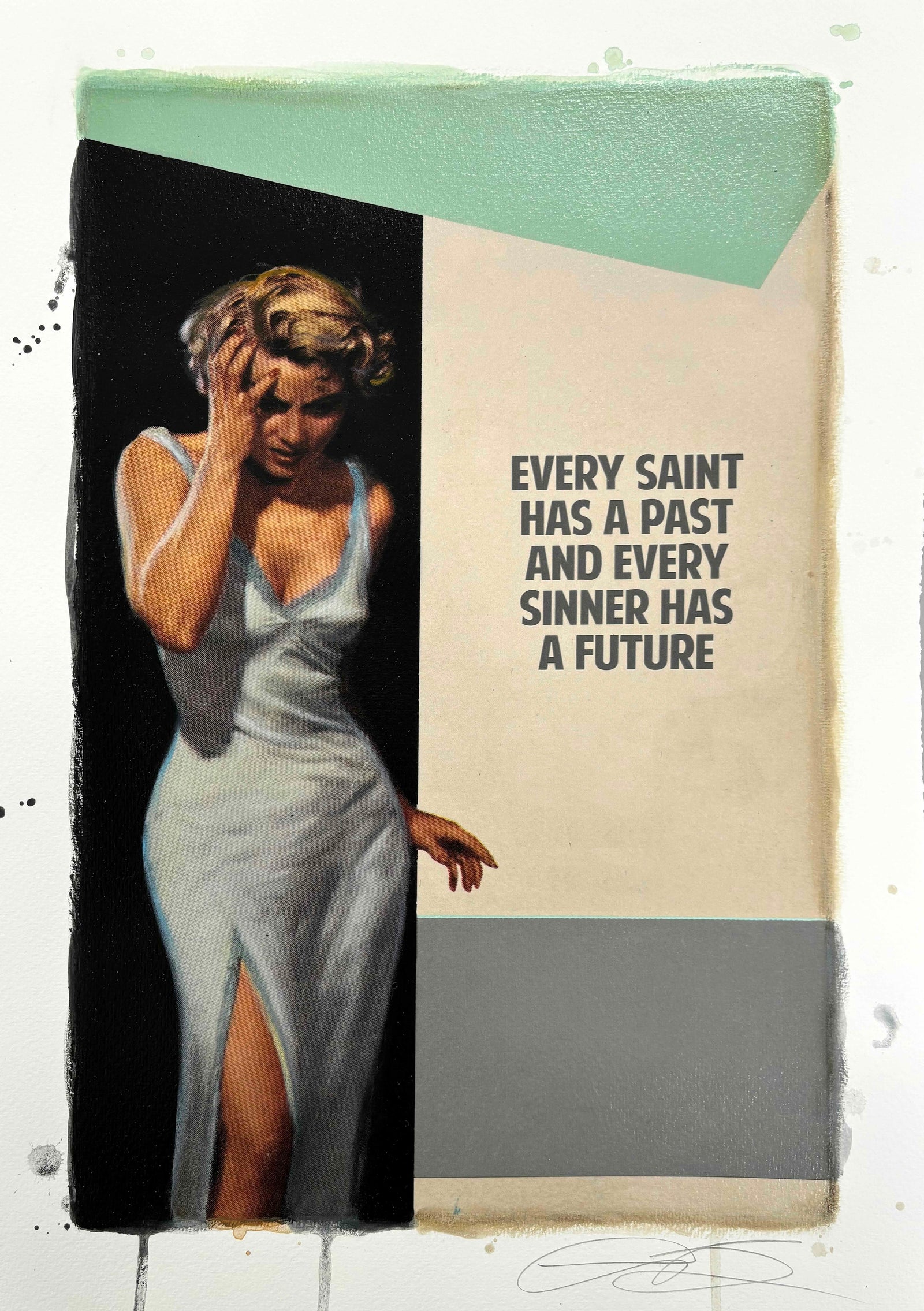 Every Saint Has A Past (Green) by The Connor Brothers, a hand-finished hand coloured giclée print in oil, pastel and varnish. from 2020