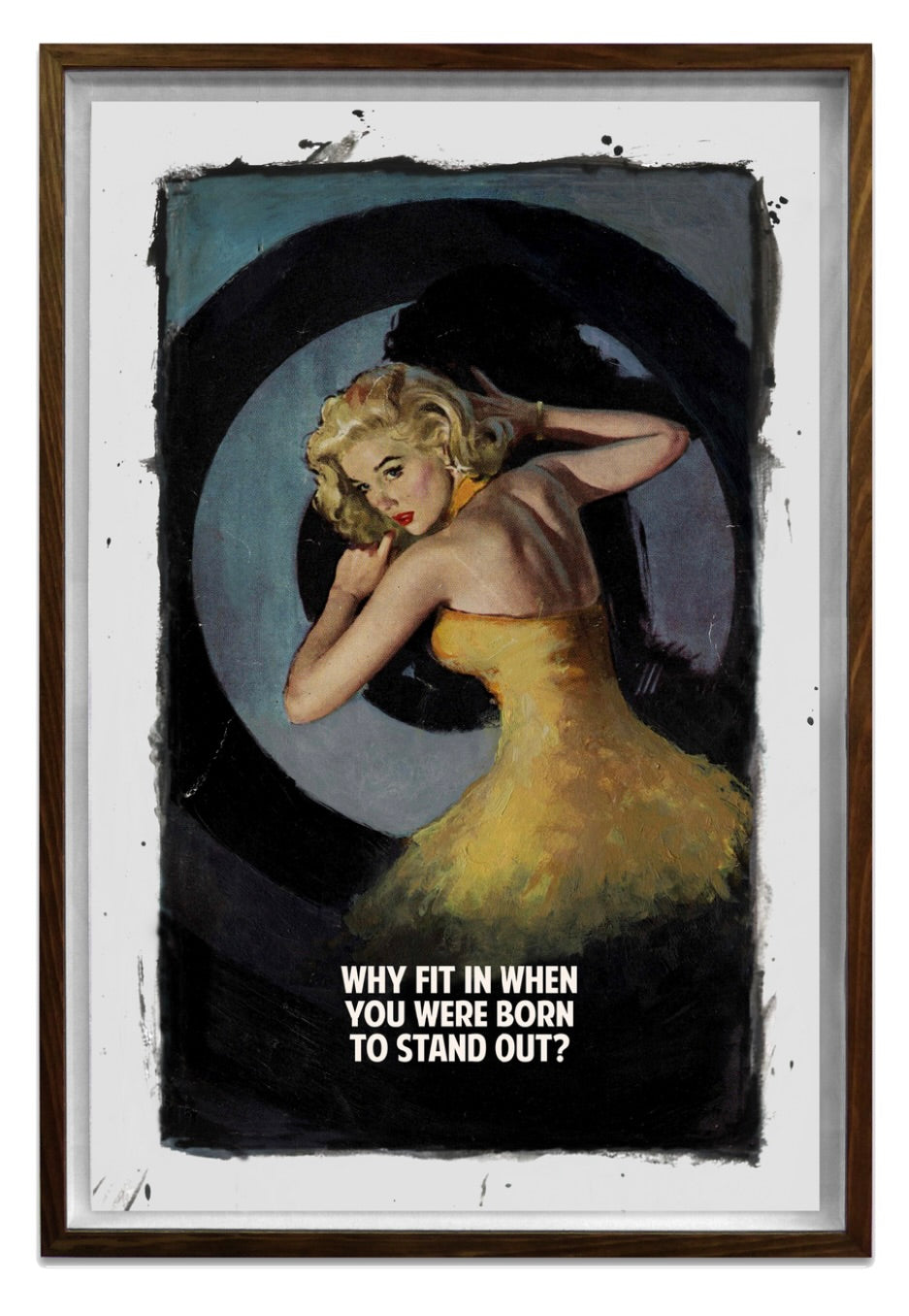 Why Fit In When You Were Born To Stand Out - Grey / Blue (Framed) by The Connor Brothers, a limited edition hand coloured giclée print in oil, pastel and varnish. from 2020