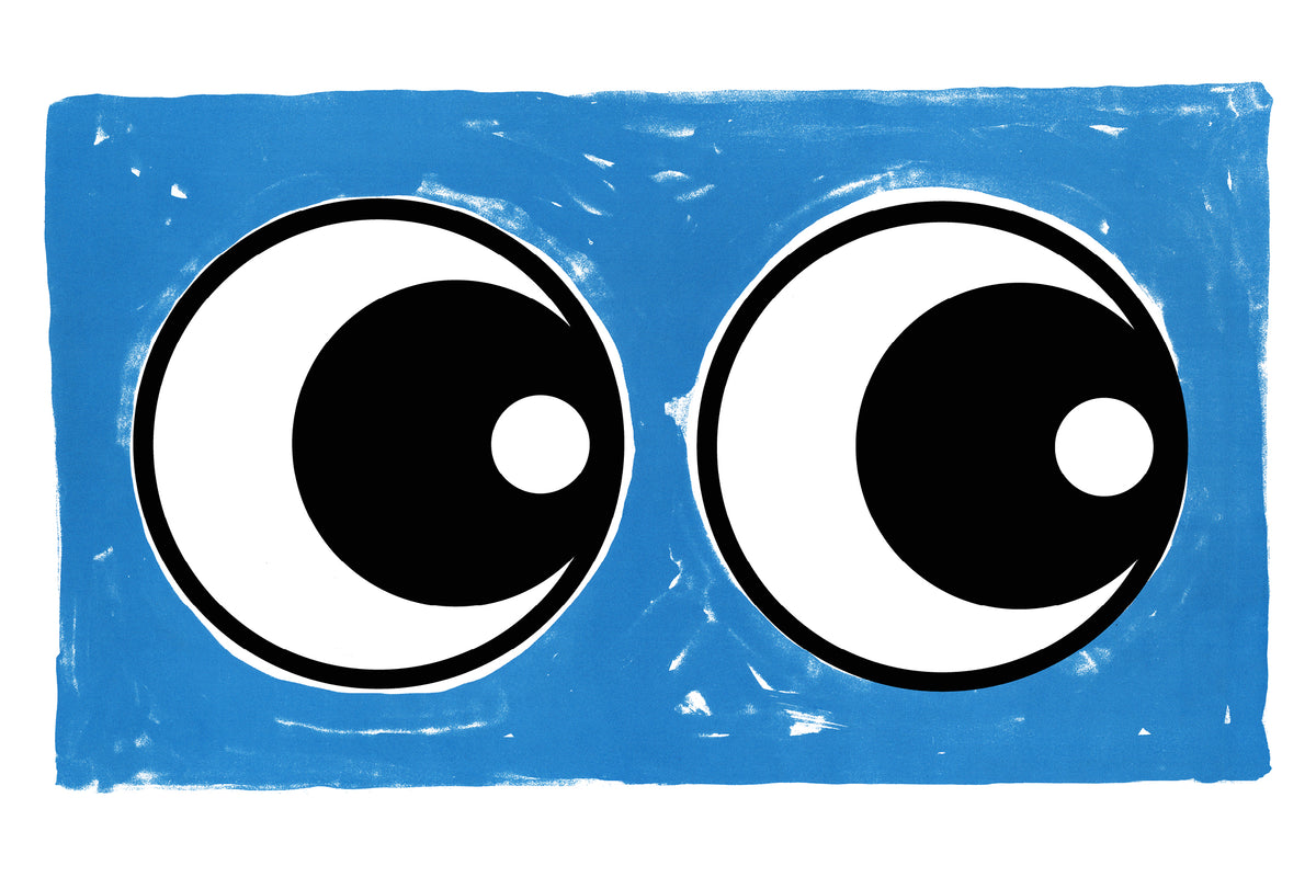 Making Eyes Across The Room (Blue) by Adam Bridgland, a open edition giclée print on hahnemühle 308gsm rag paper from 2025