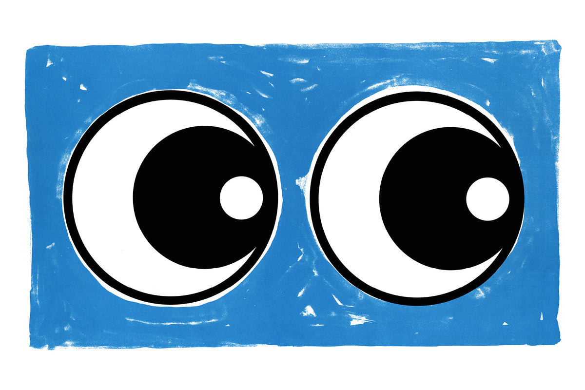 Making Eyes Across The Room (Blue) by Adam Bridgland, a open edition giclée print on hahnemühle 308gsm rag paper from 2025