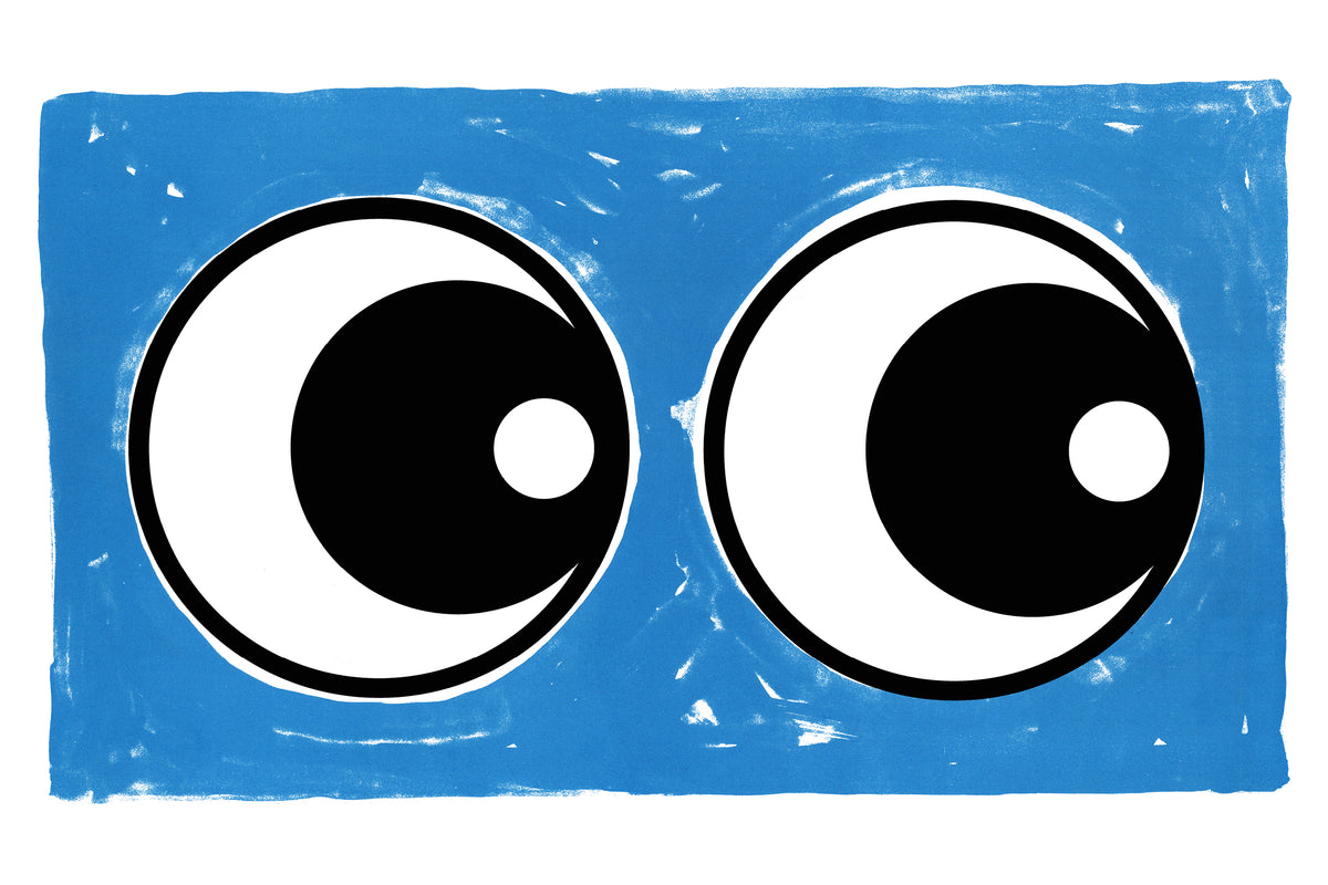 Making Eyes Across The Room (Blue) by Adam Bridgland, a open edition giclée print on hahnemühle 308gsm rag paper from 2025