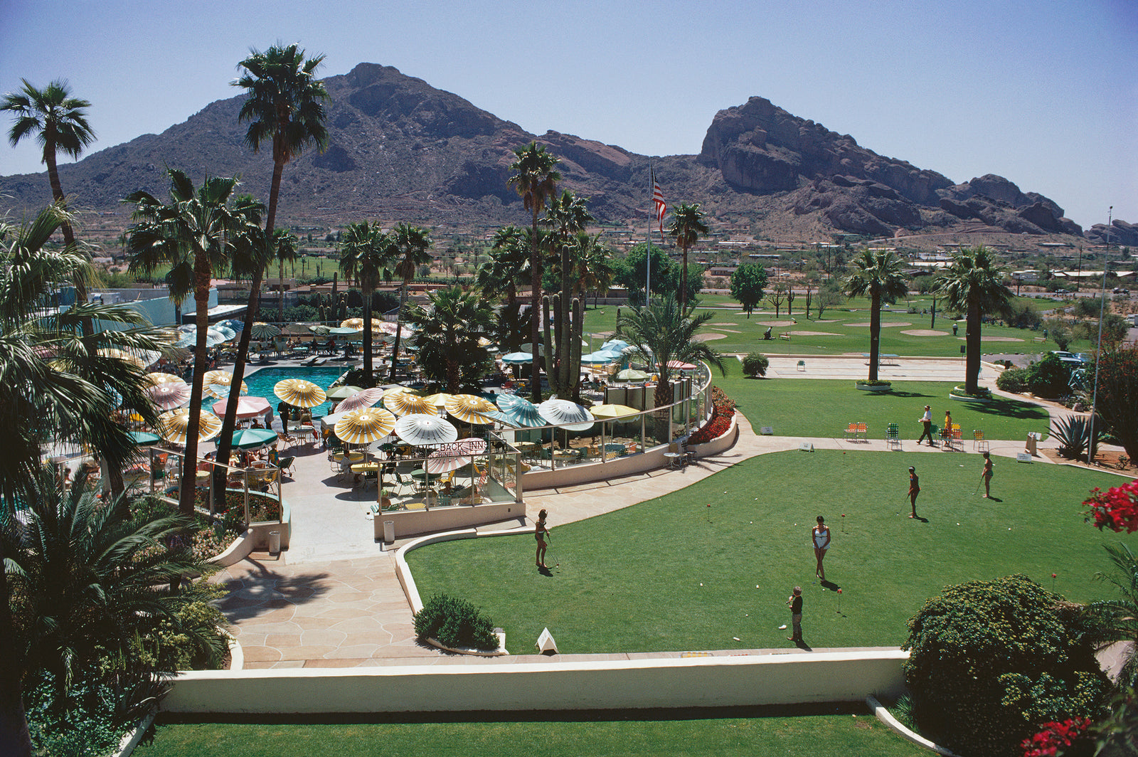 Camelback Inn by Slim Aarons/Getty Images, 1967. A view of the Camelback Inn, Scottsdale Arizona. Open Edition C-Type Photographic Print.. Landscape orientation. Available at Electric Gallery, London, UK.