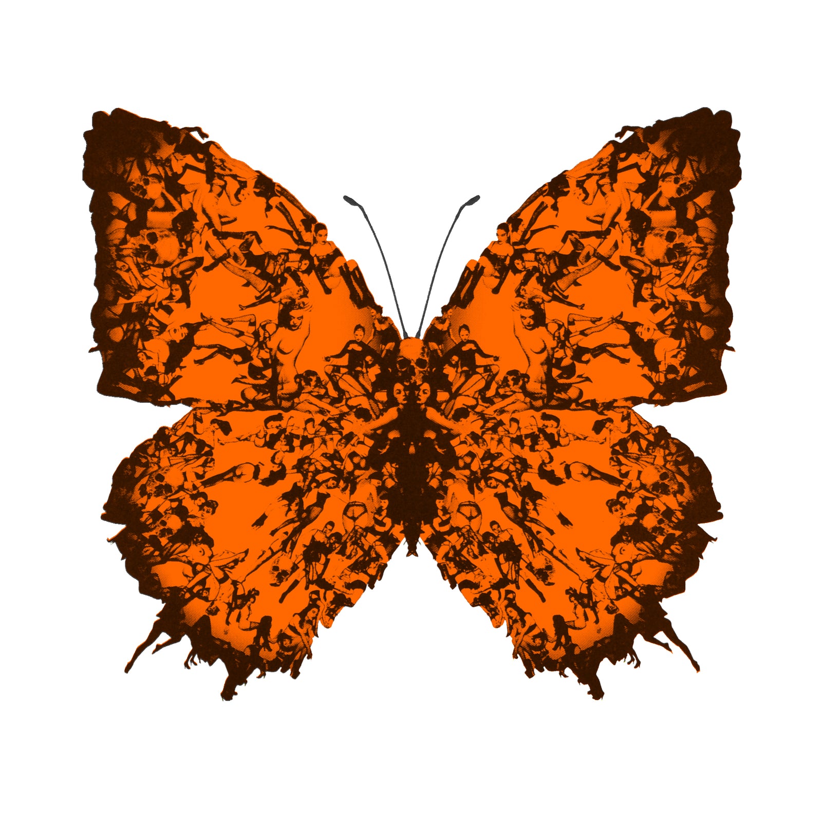 Deliverance Mini Fluorescent Orange by Cassandra Yap, a limited edition 2 colour screen print in black and fluorescent pink on fabriano 5 300gsm from 2023