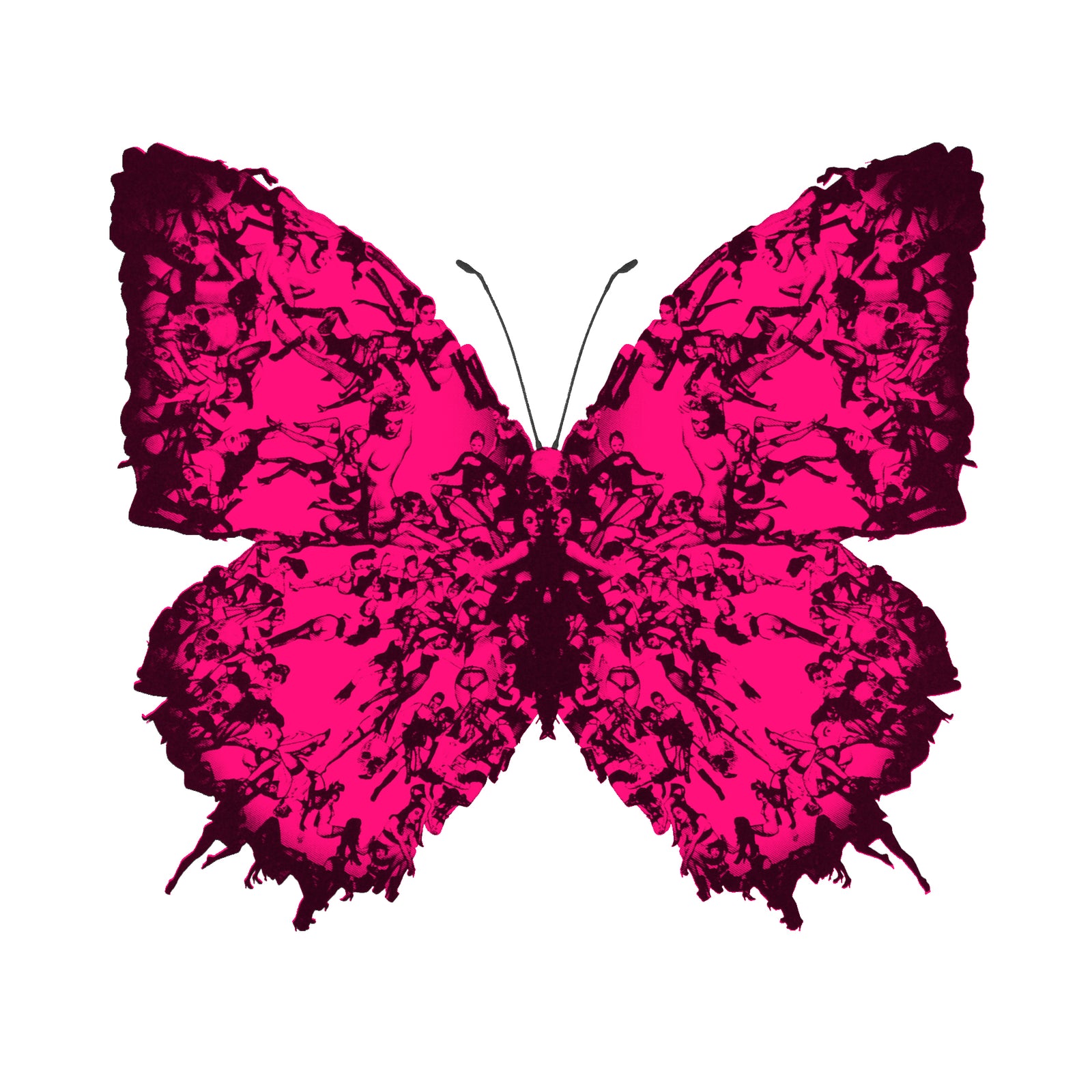 Deliverance Mini Fluorescent Pink by Cassandra Yap, a limited edition 2 colour screen print in black and fluorescent pink on fabriano 5 300gsm from 2023