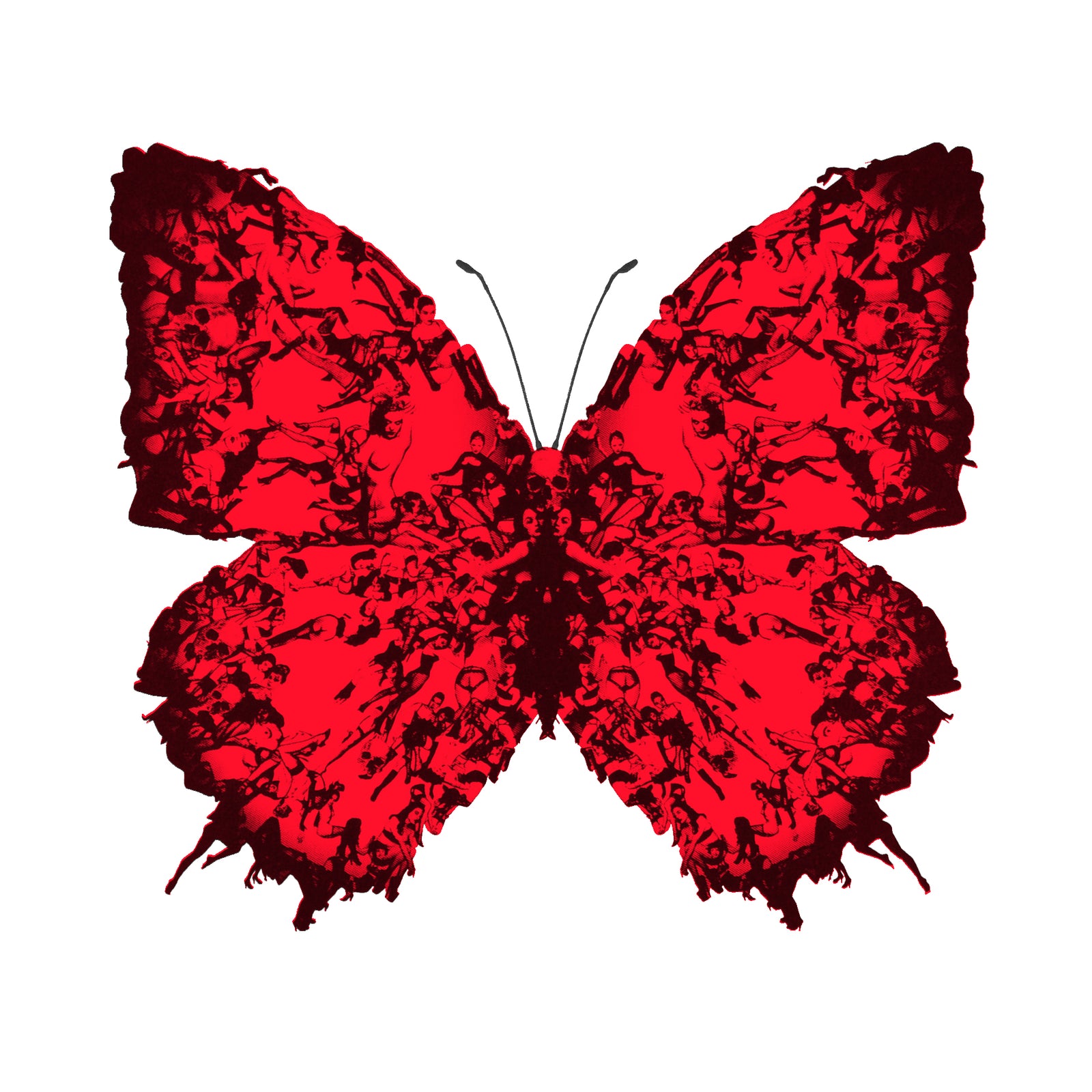 Deliverance Mini Fluorescent Red by Cassandra Yap, a limited edition 2 colour screen print in black and fluorescent pink on fabriano 5 300gsm from 2023