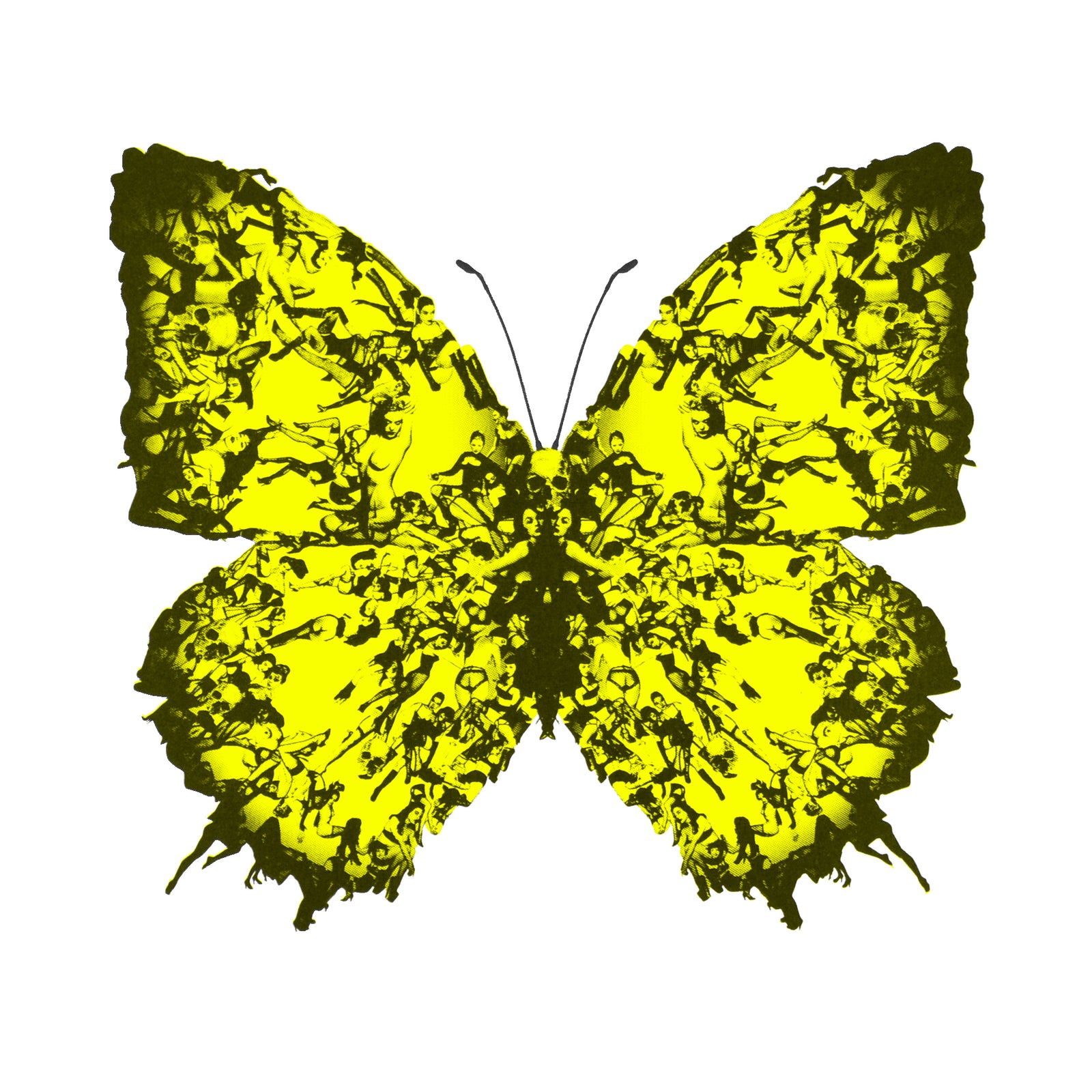 Deliverance Mini Fluorescent Yellow by Cassandra Yap, a limited edition 2 colour screen print in black and fluorescent pink on fabriano 5 300gsm from 2023