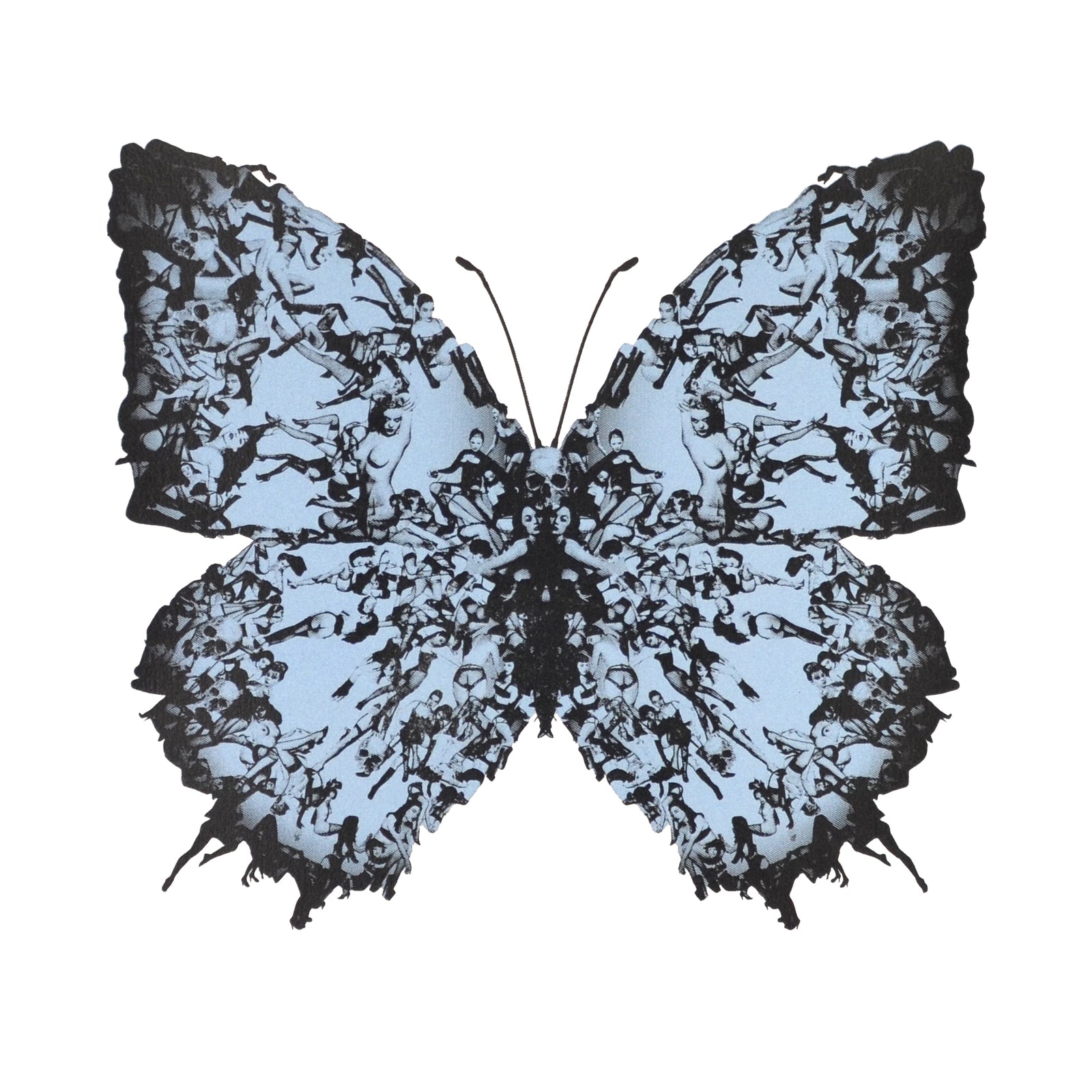 Deliverance Mini Metallic Pale Blue by Cassandra Yap, a limited edition 2 colour screen print in black and metallic dusty pink on fabriano 5 300 gsm. from 2023