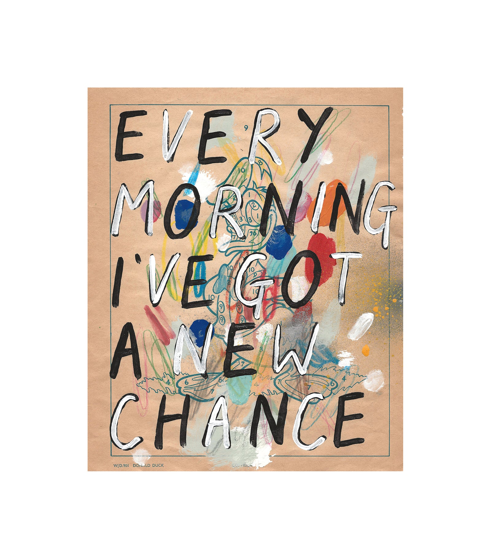 Every Morning (Donald Duck) by Adam Bridgland, a limited edition digital print on somerset satin paper with hand drawn and painted overlays. from 2024