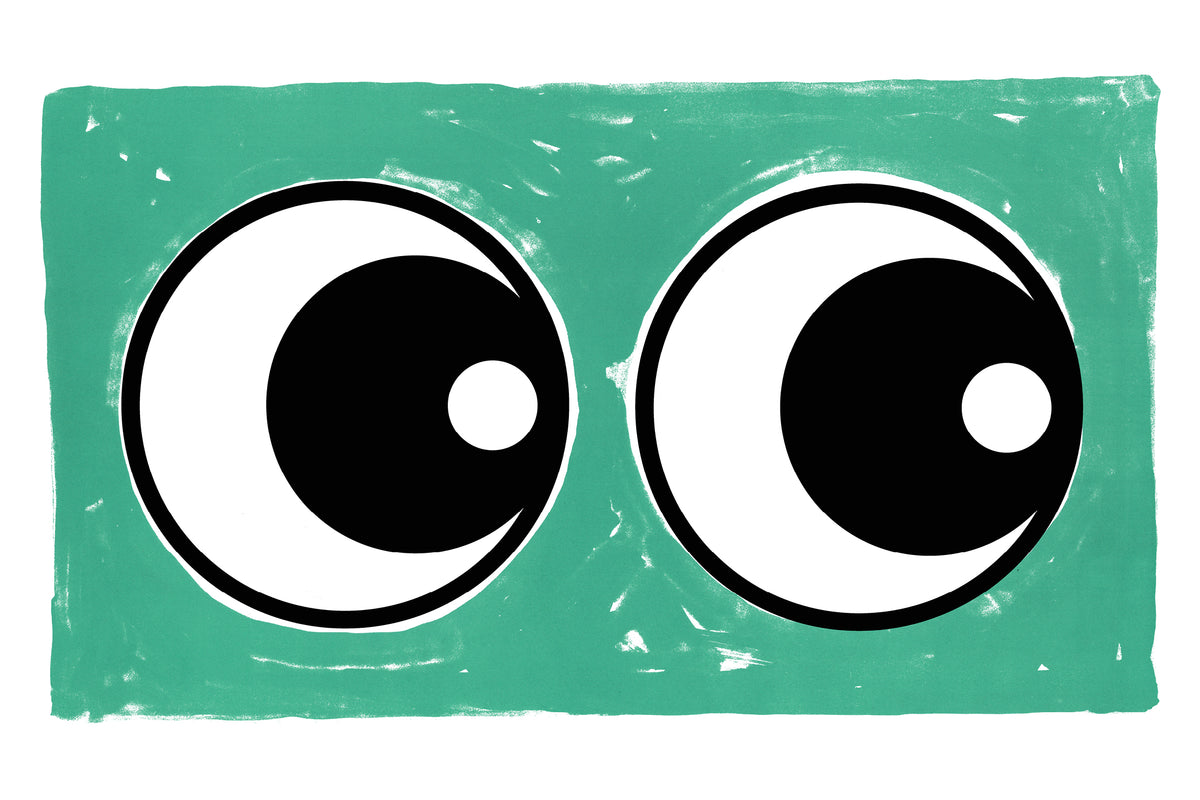 Making Eyes Across The Room (Green) by Adam Bridgland, a open edition giclée print on hahnemühle 308gsm rag paper from 2025