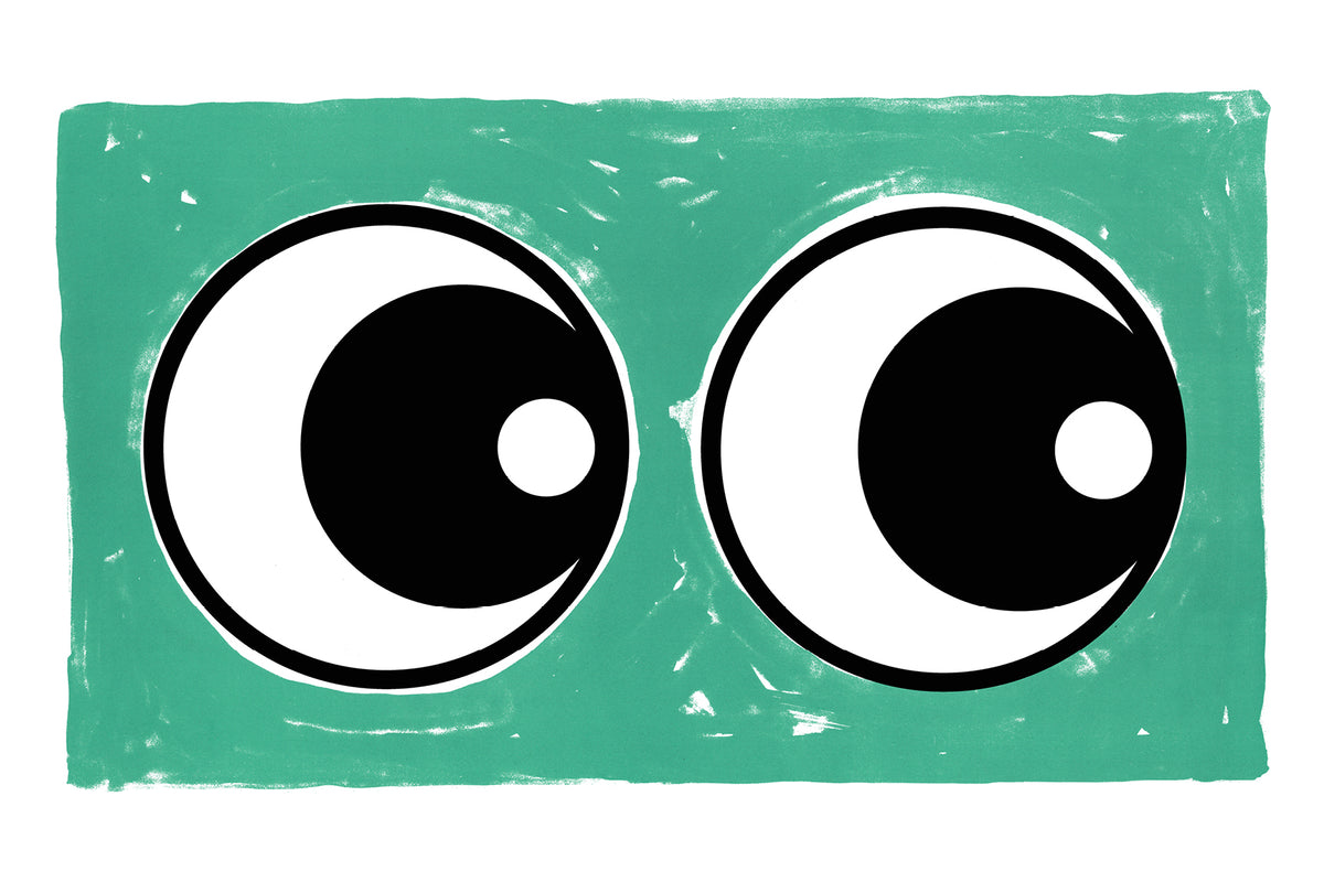 Making Eyes Across The Room (Green) by Adam Bridgland, a open edition giclée print on hahnemühle 308gsm rag paper from 2025