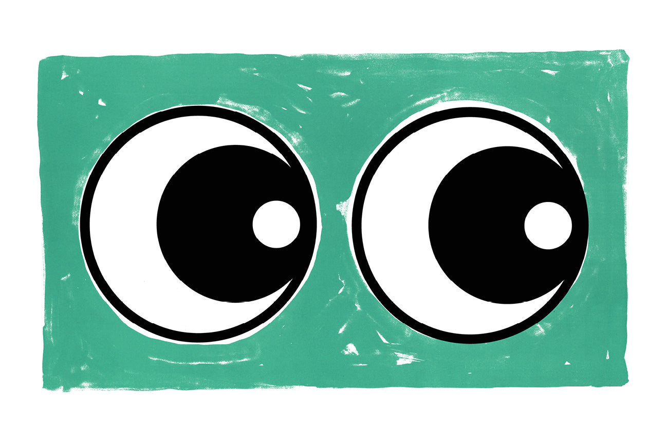 Making Eyes Across The Room (Green) by Adam Bridgland, a open edition giclée print on hahnemühle 308gsm rag paper from 2025