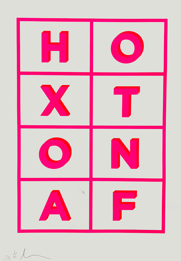 Hoxton AF by Dave Buonaguidi, a limited edition two colour screenprint on somerset 300gsm paper from 2021