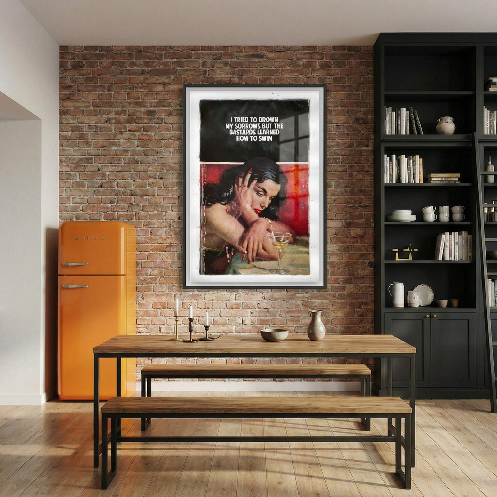 i-tried-to-drown-my-sorrows-burnt-orange-The Connor Brothers-Limited Edition Art Print-1051x1656