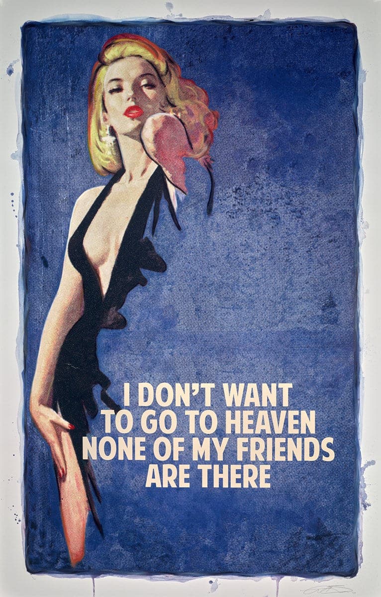 I Don't Want To Go To Heaven - Blue by The Connor Brothers, a limited edition hand coloured giclée print in oil, pastel and varnish. from 2021