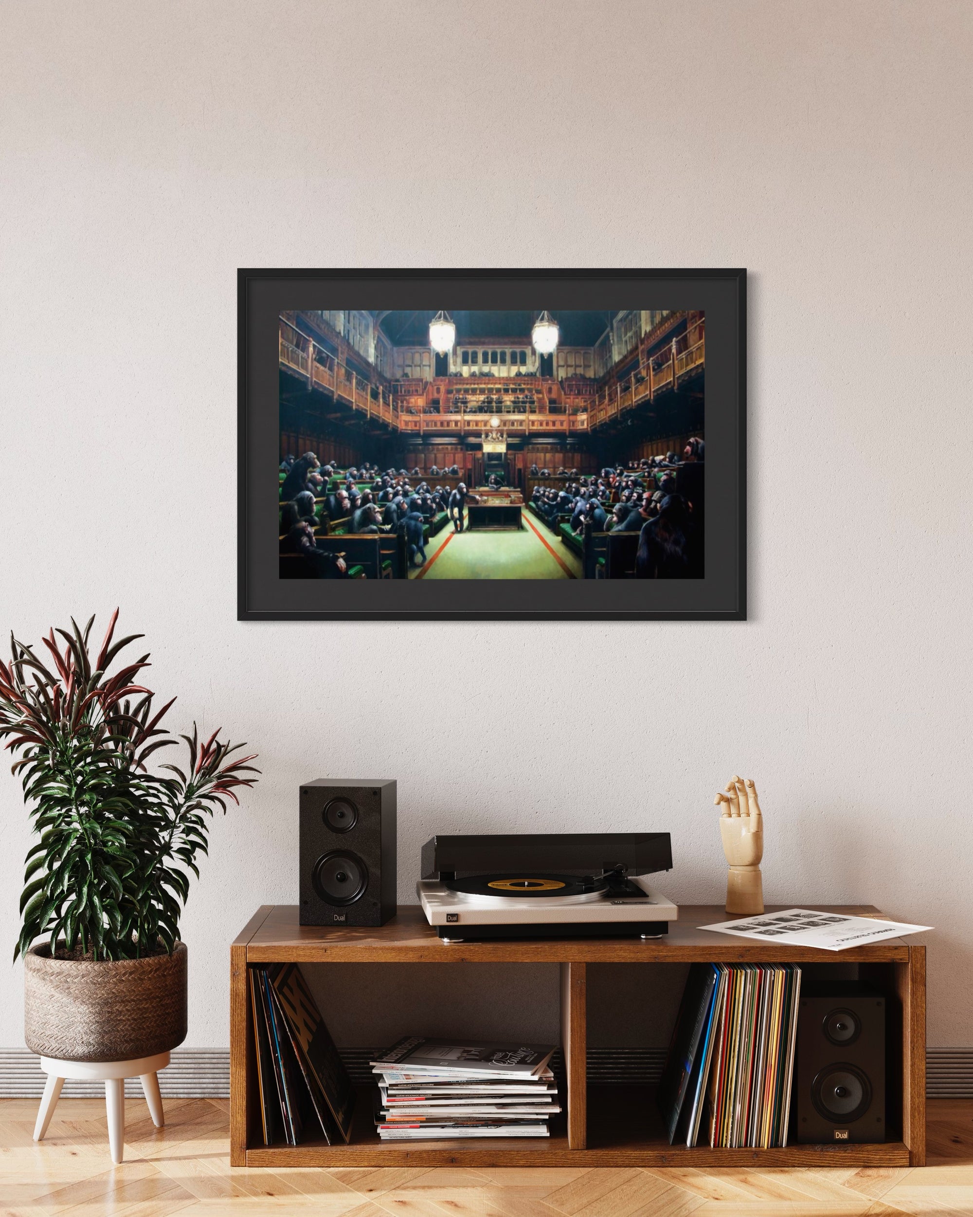 monkey-parliament-framed-Banksy-Limited Edition Art Print-1200x728