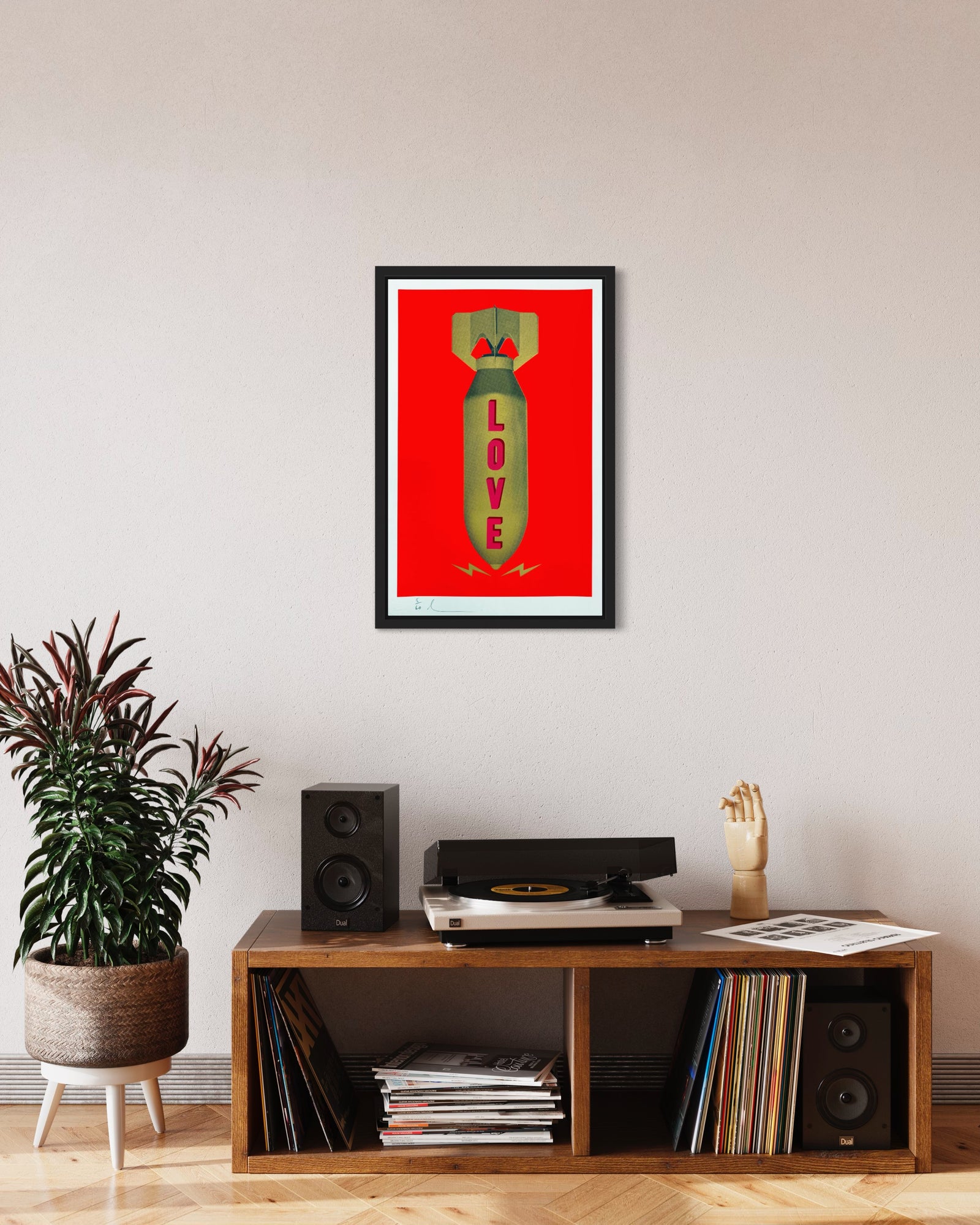 Love Bomb (Red) by Dave Buonaguidi, a limited edition 5 colour screenprint on somerset satin 300gsm paper. from 2021