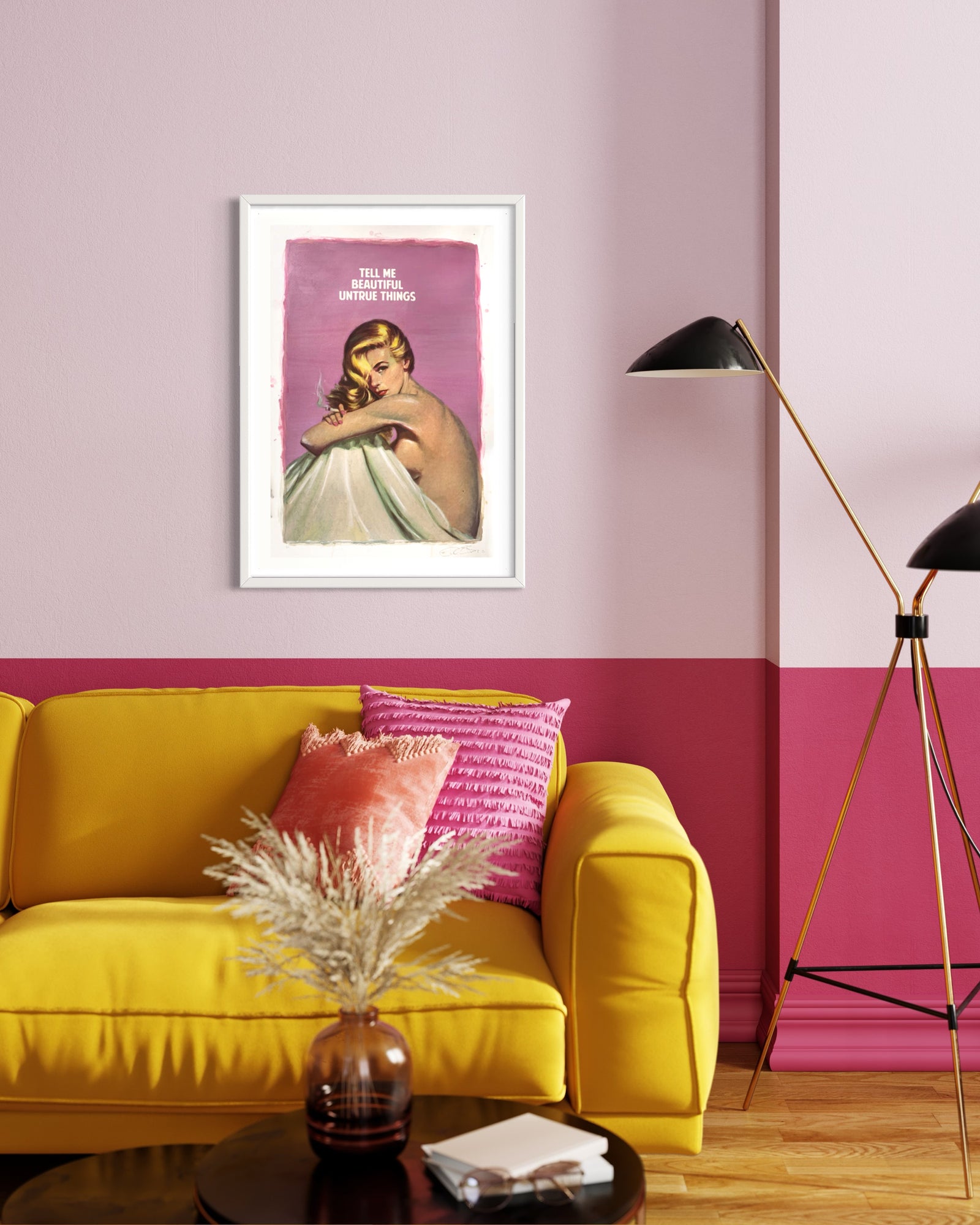 Tell Me Beautiful Untrue Things - Pink by The Connor Brothers, a limited edition hand coloured giclée print in oil, pastel and varnish. from 2020