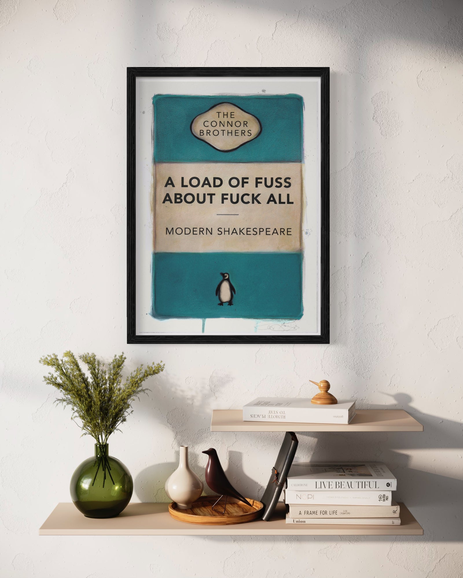 A Load Of Fuss About Fuck All - Blue by The Connor Brothers, a limited edition hand coloured giclée print in oil, pastel and varnish. from 2018