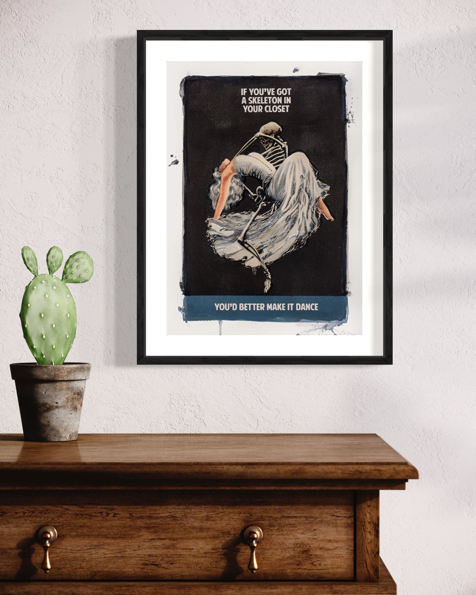 If You've Got A Skeleton In The Closet - Blue (Framed) by The Connor Brothers, a limited edition hand coloured giclée print in oil, pastel and varnish. from 2022