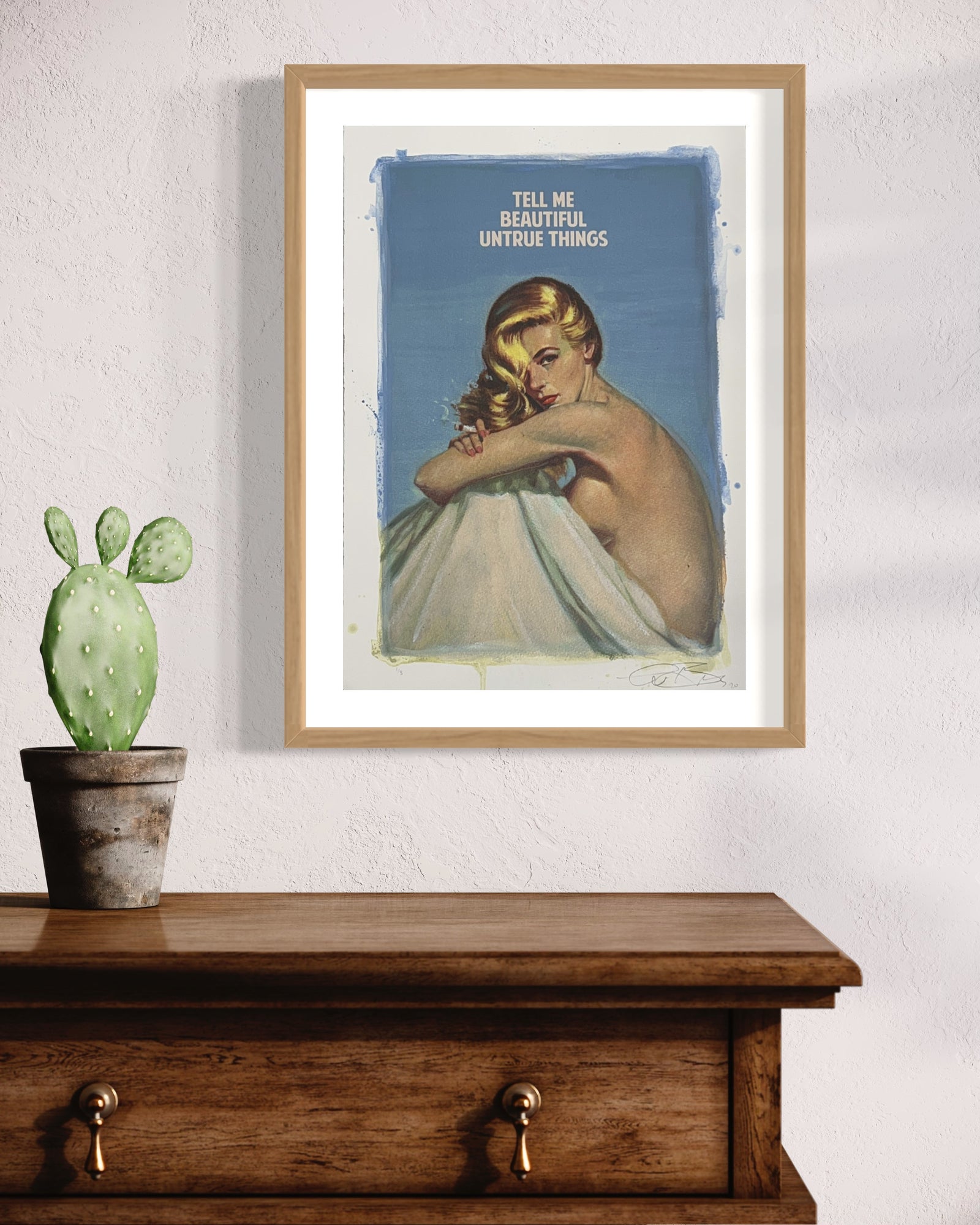 Tell Me Beautiful Untrue Things - Light Blue by The Connor Brothers, a limited edition hand coloured giclée print in oil, pastel and varnish. from 2021
