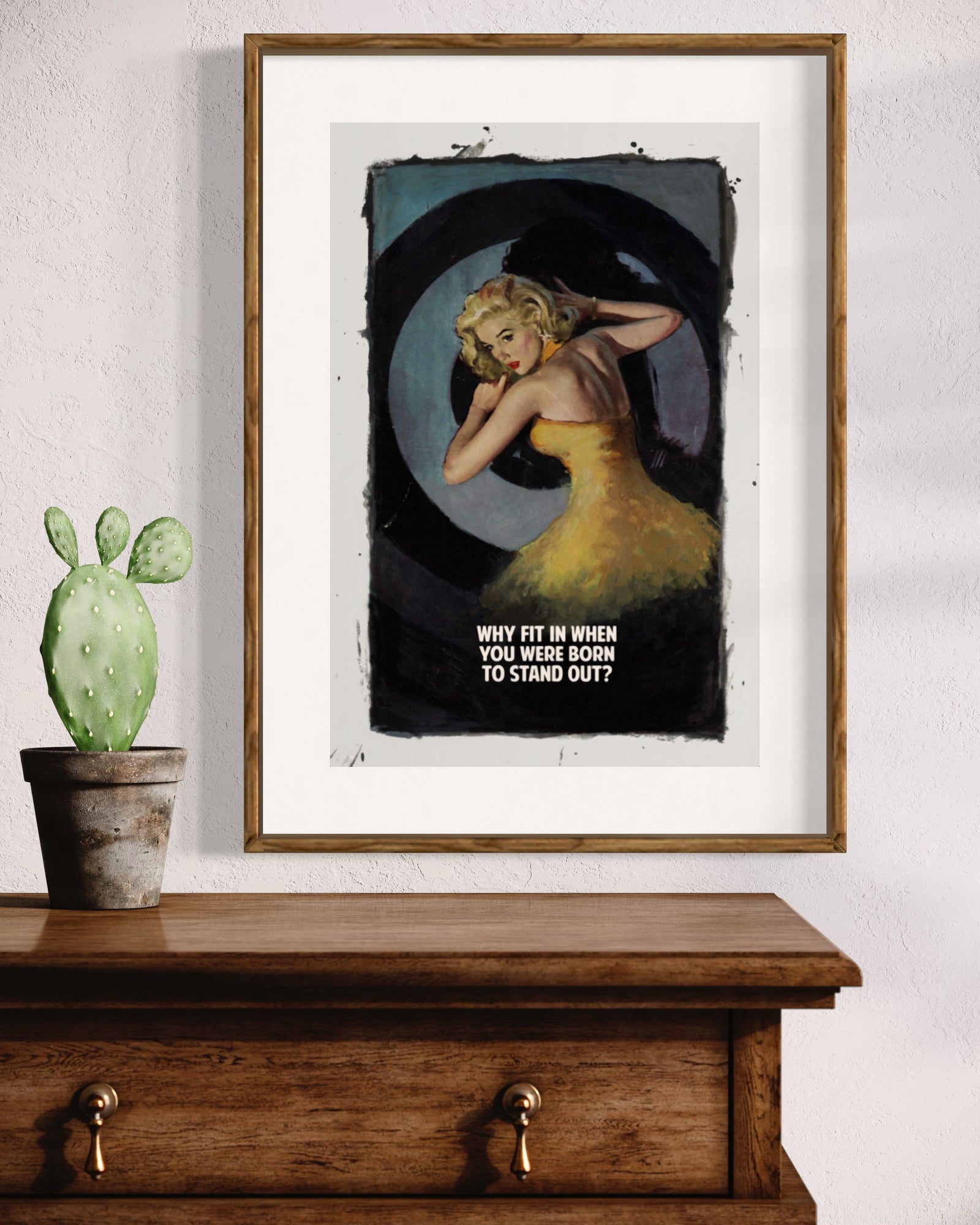 Why Fit In When You Were Born To Stand Out - Grey / Blue (Framed) by The Connor Brothers, a limited edition hand coloured giclée print in oil, pastel and varnish. from 2020