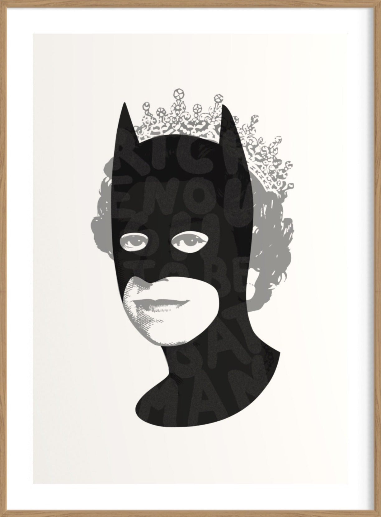 Rich Enough to be Batman - Large Black Diamond Glitter (Framed) by Heath Kane, a limited edition 5 colour screen-print on somerset satin 300gsm paper specials: black diamond glitter from 2021