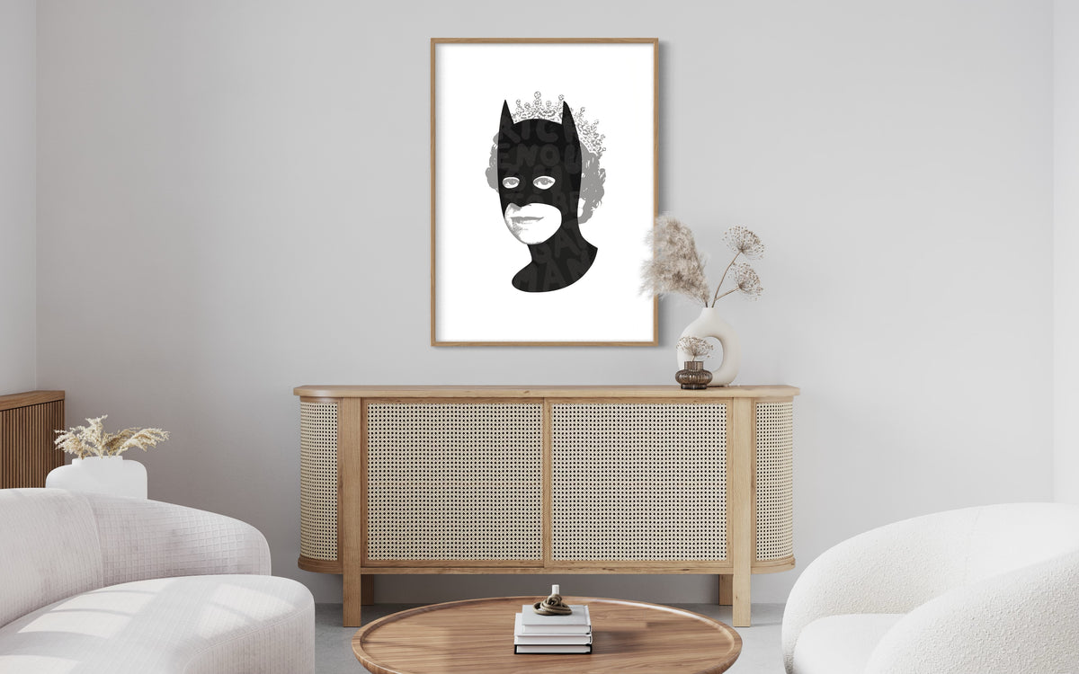 Rich Enough to be Batman - Large Black Diamond Glitter (Framed)