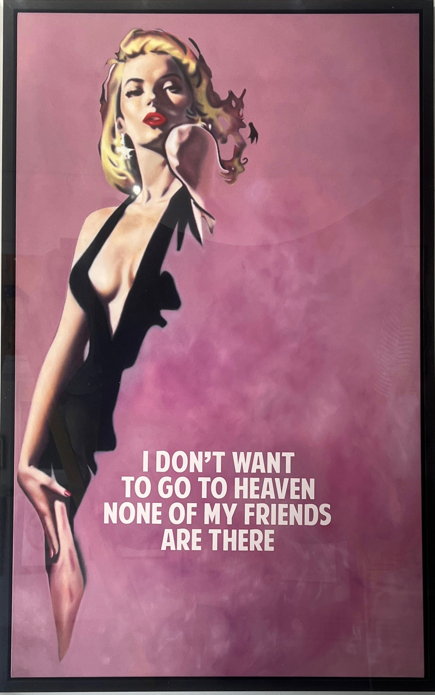 I Don't Want To Go To Heaven - Light Pink (Framed) by The Connor Brothers, a original oil on canvas from 2021