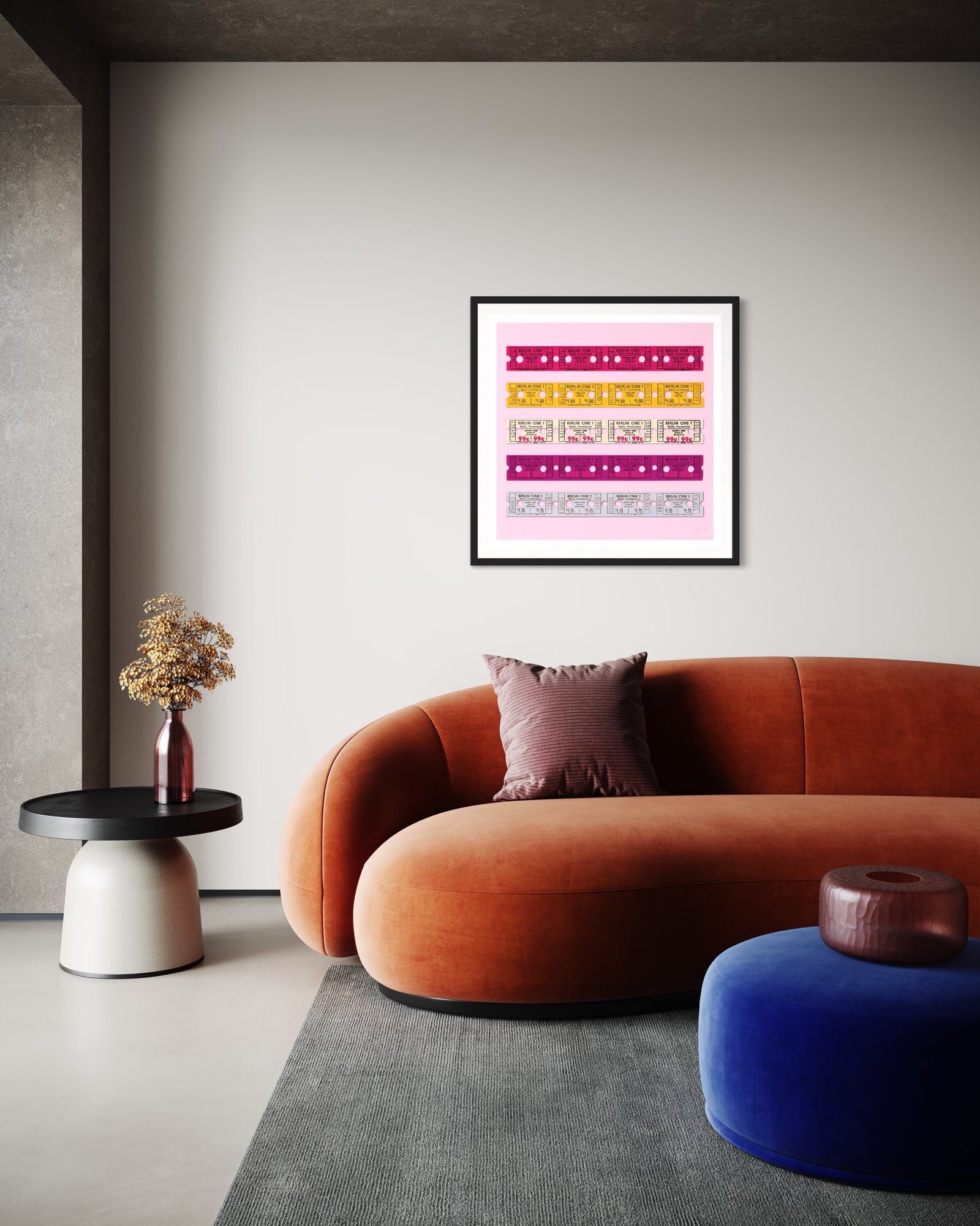 Stubs Strips (Pink) by Inkcandy, a limited edition six colour hand pulled silkscreen printed onto omnia, 200gsm. from 2024