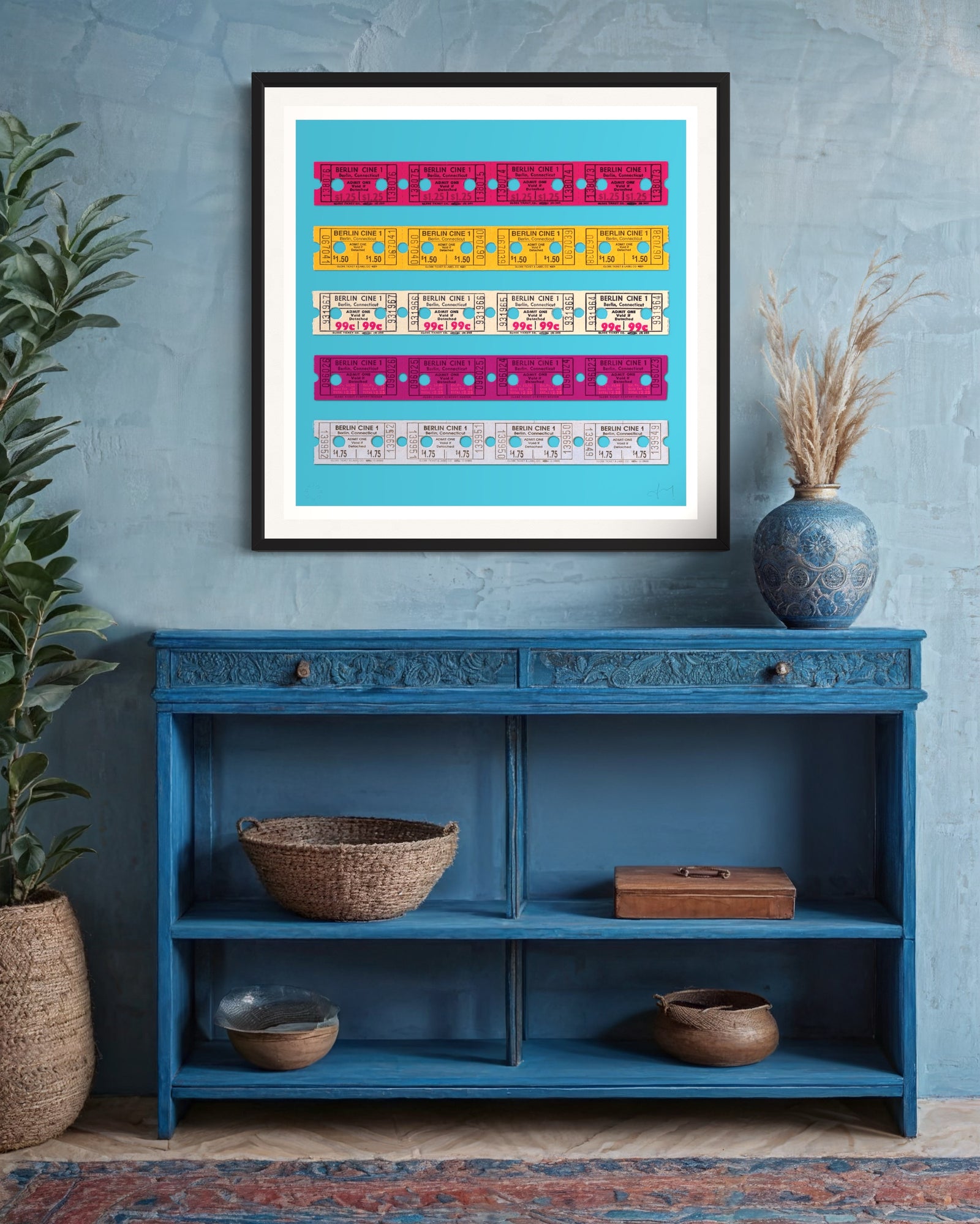 Stubs Strips (Cyan) by Inkcandy, a limited edition six colour hand pulled silkscreen printed onto omnia, 200gsm. from 2024