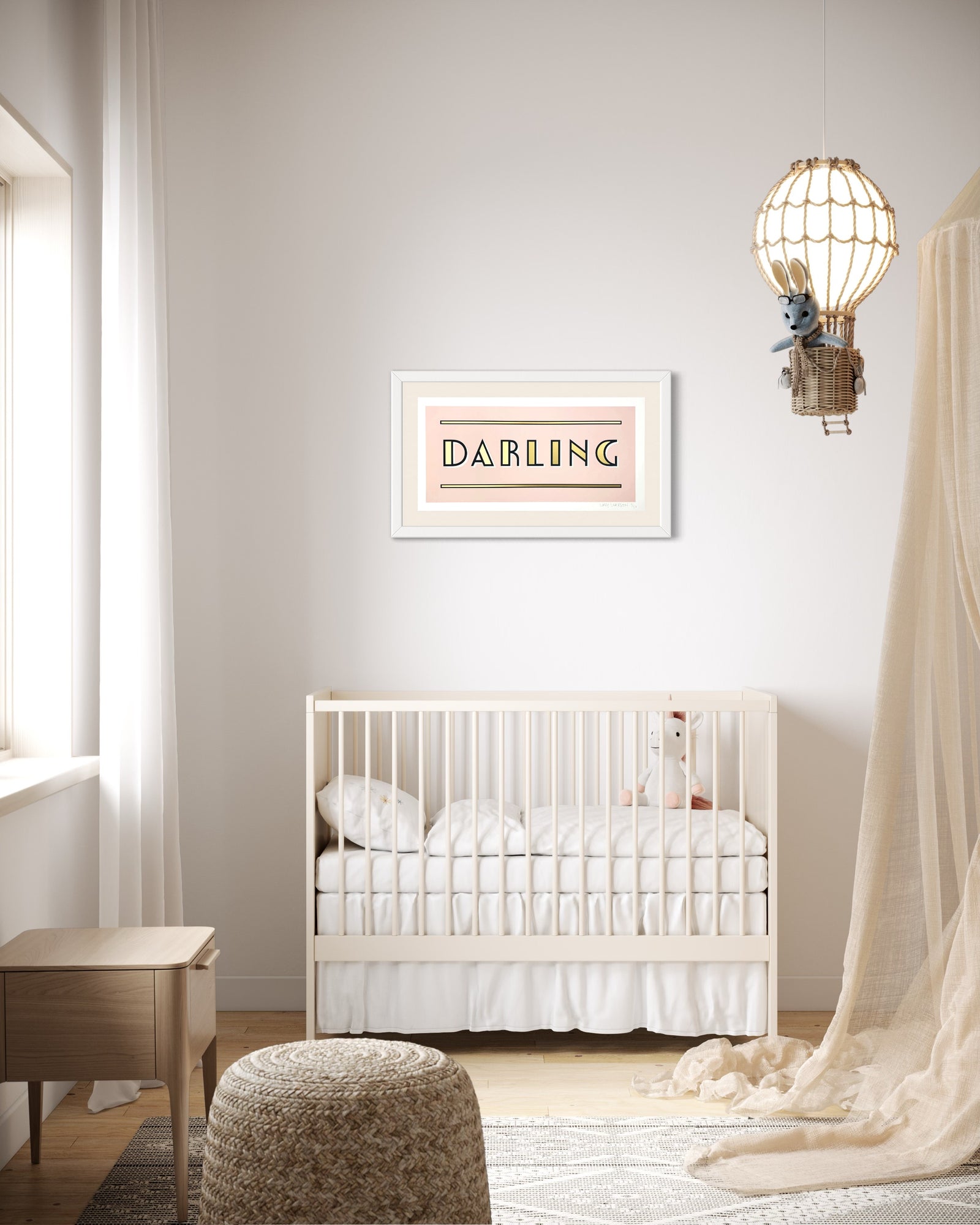 Darling - Blush Pink by Daisy Emerson, a limited edition 3 layer hand pulled silk screen print with metallic gold ink.  300gsm munken smooth gf smith paper. from 2023