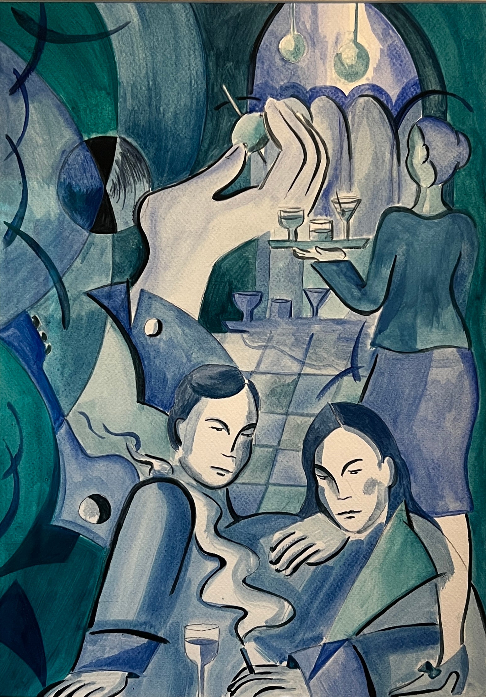 Afternoon Amaretto (Framed) by Florence White, a original pencil, watercolours and acrylic on cartridge paper from 2023