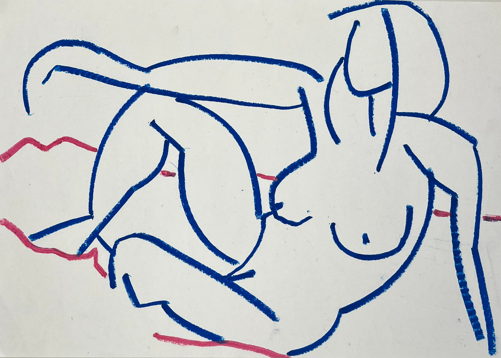 Reclining Blue Nude by Sam Wadsworth, a original oil pastel on paper from 2024