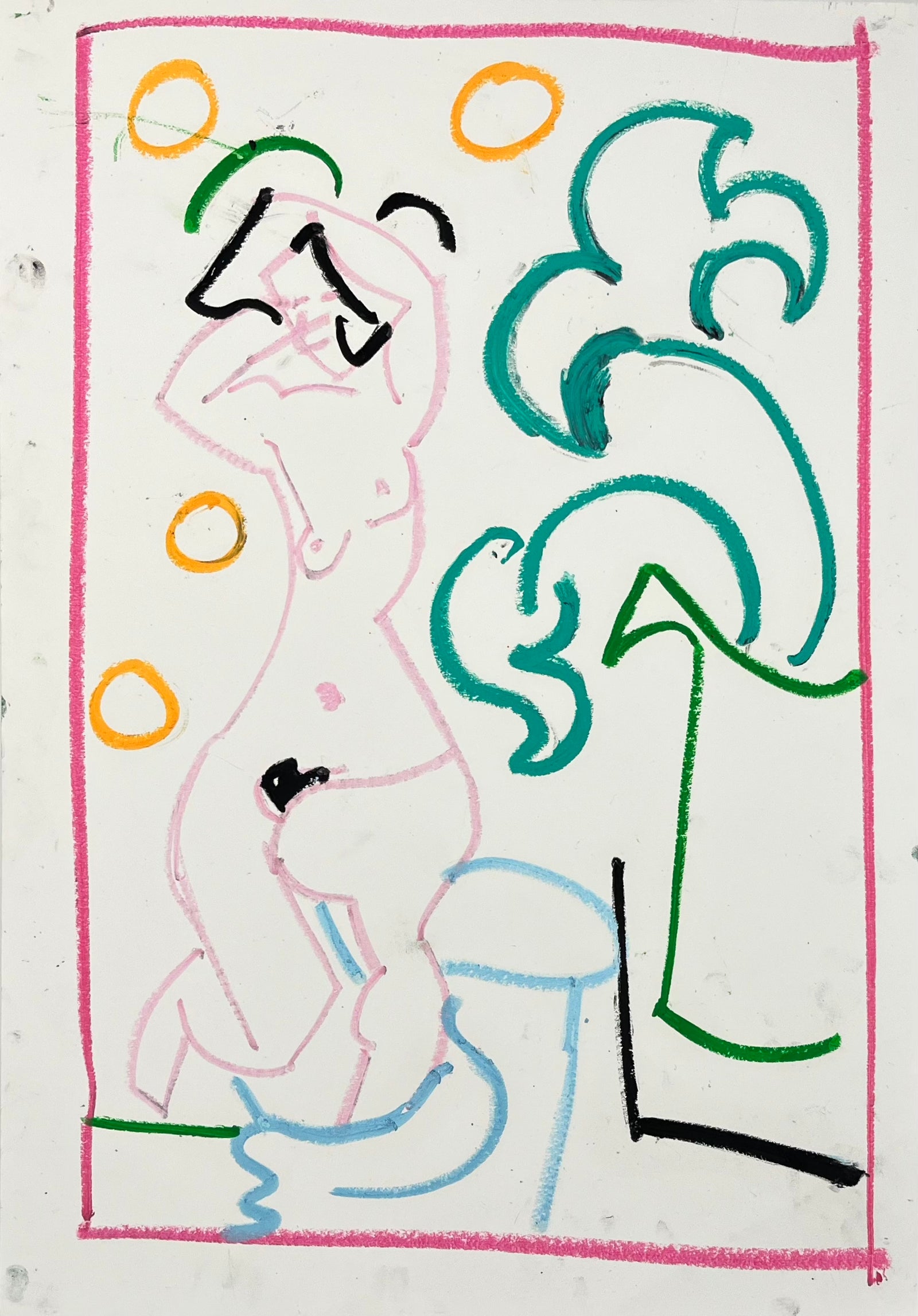 Matisse's Model by Sam Wadsworth, a original oil pastel on paper from 2024