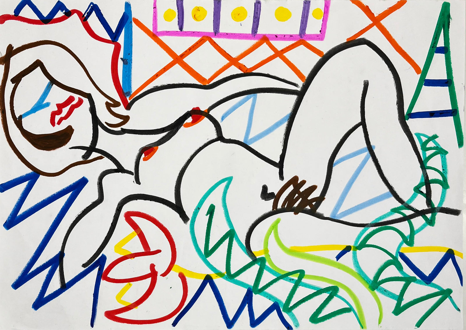 Dreaming Nude by Sam Wadsworth, a original paint stick on paper from 2024