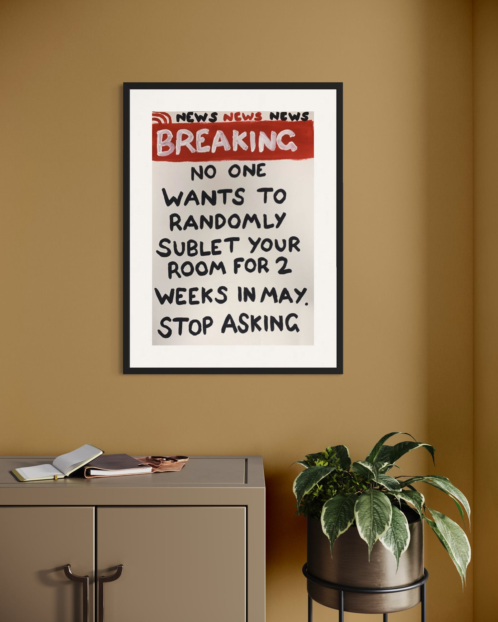 Sublet Room by Times New Roadman, a original hand-painted acrylic on paper. from 2023