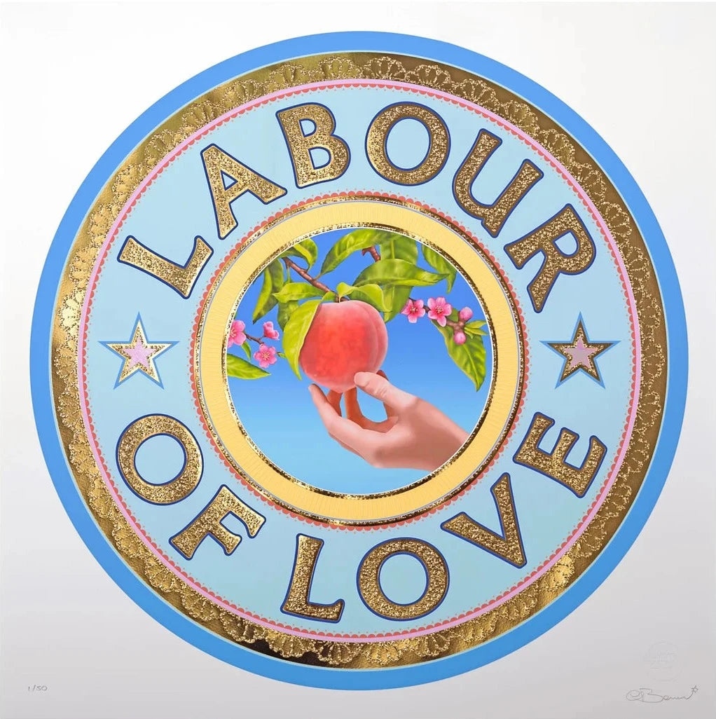 Labour Of Love - Blue by Eddy Bennett, a limited edition limited edition foiled and embossed print on 330gsm somerset enhanced velvet watercolour from 2023