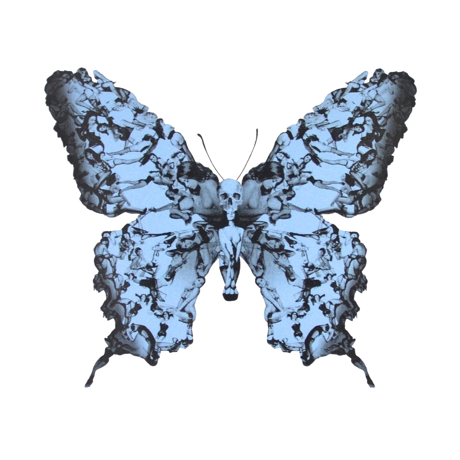 Liberty Mini Metallic Pale Blue by Cassandra Yap, a limited edition 2 colour screen print in black and metallic dusty pink on fabriano 5 300 gsm. from 2023