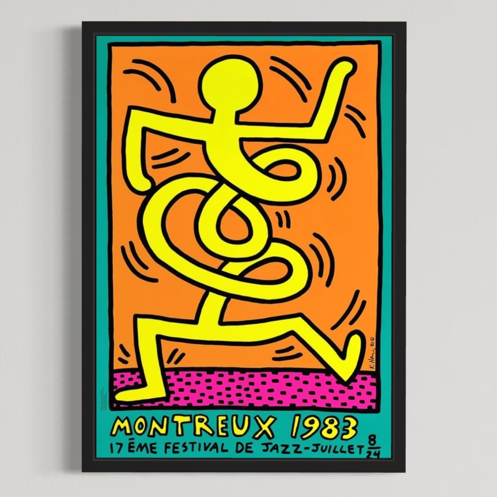 Montreux Jazz Festival (Green) (Framed) by Keith Haring