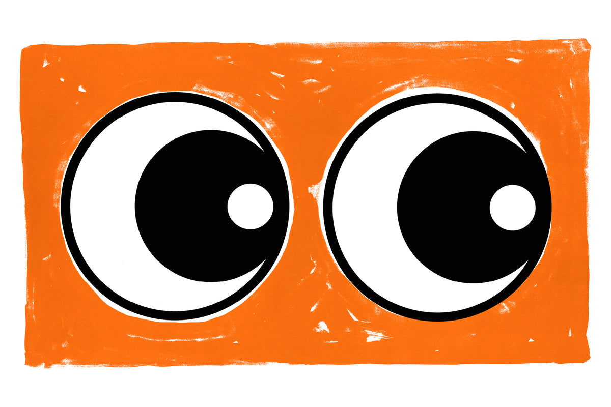 Making Eyes Across The Room (Orange) by Adam Bridgland, a open edition giclée print on hahnemühle 308gsm rag paper from 2025