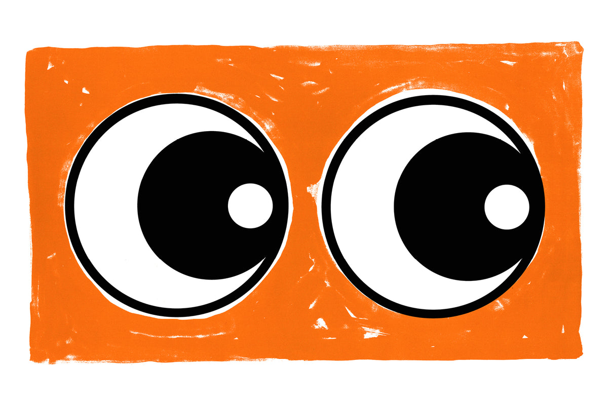 Making Eyes Across The Room (Orange) by Adam Bridgland, a open edition giclée print on hahnemühle 308gsm rag paper from 2025