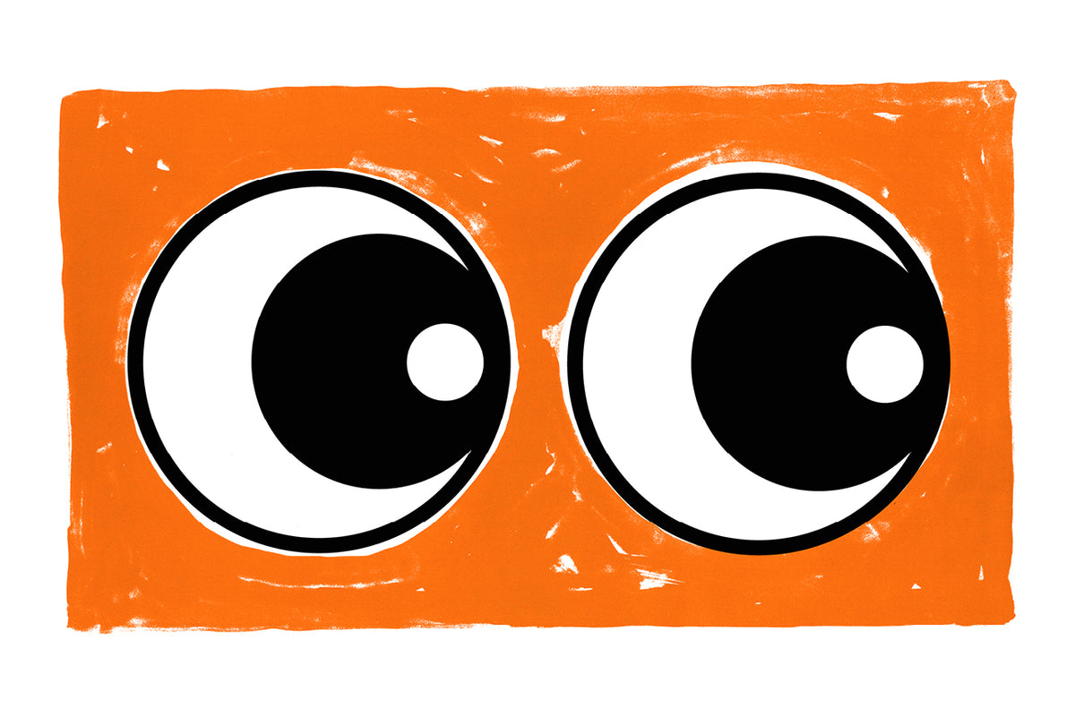 Making Eyes Across The Room (Orange) by Adam Bridgland, a open edition giclée print on hahnemühle 308gsm rag paper from 2025