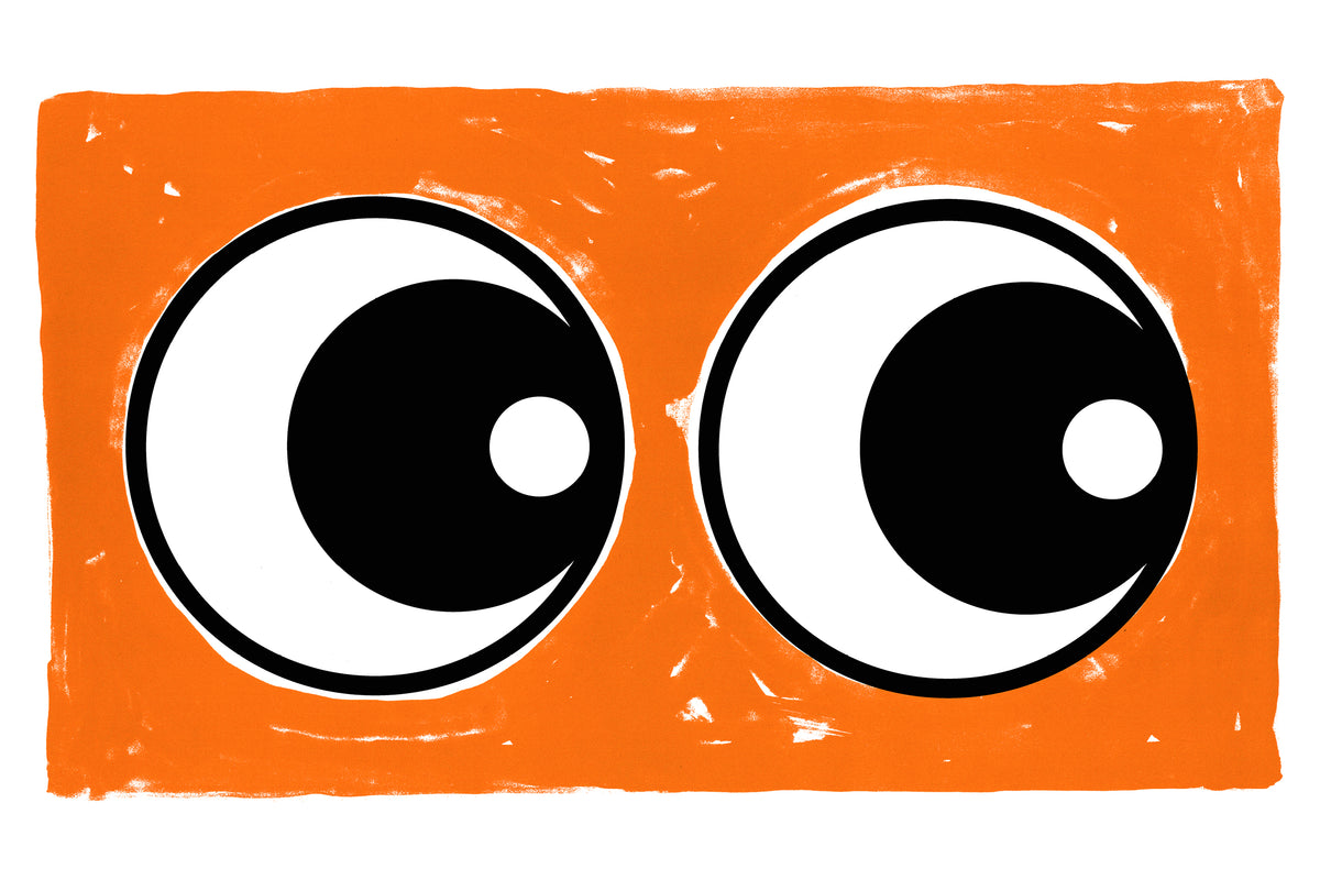 Making Eyes Across The Room (Orange) by Adam Bridgland, a open edition giclée print on hahnemühle 308gsm rag paper from 2025