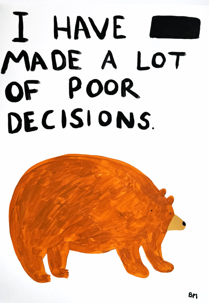 Poor Decisions by Billy Murphy, a original acrylic on 310gsm southbank coarse from 2024