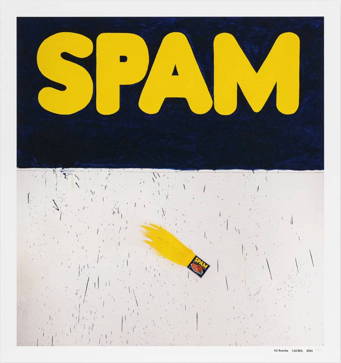 Actual Size by Ed Ruscha, a limited edition uv pigment print with yellow silkscreen details and a matte varnish seal, printed on 410gsm somerset tub sized radiant white paper. from 2024