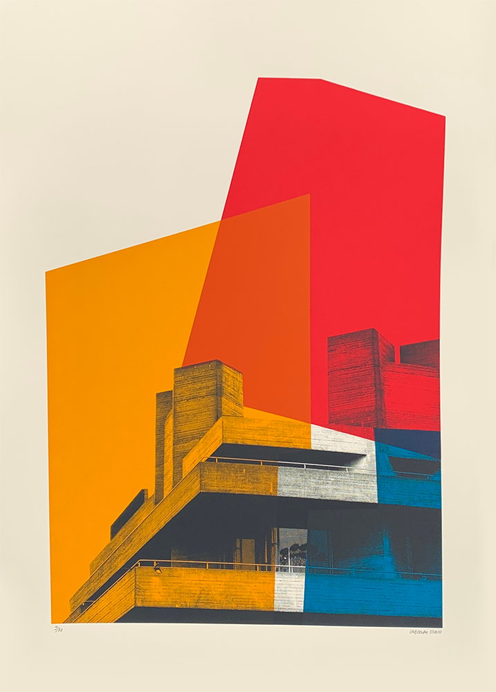 Brutal Forms III (Collectors Edition) by Underway Studio, a limited edition 4 colour screenprint on somerset velvet 300gsm paper with four deckled edges from 2021