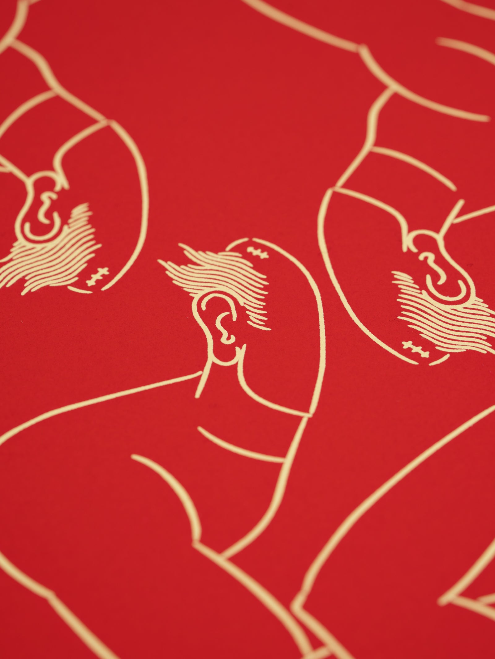 Middle Finger in Red by Ai Weiwei, a limited edition 2 colour silkscreen print on 410gsm somerset tub sized satin white paper from 2023