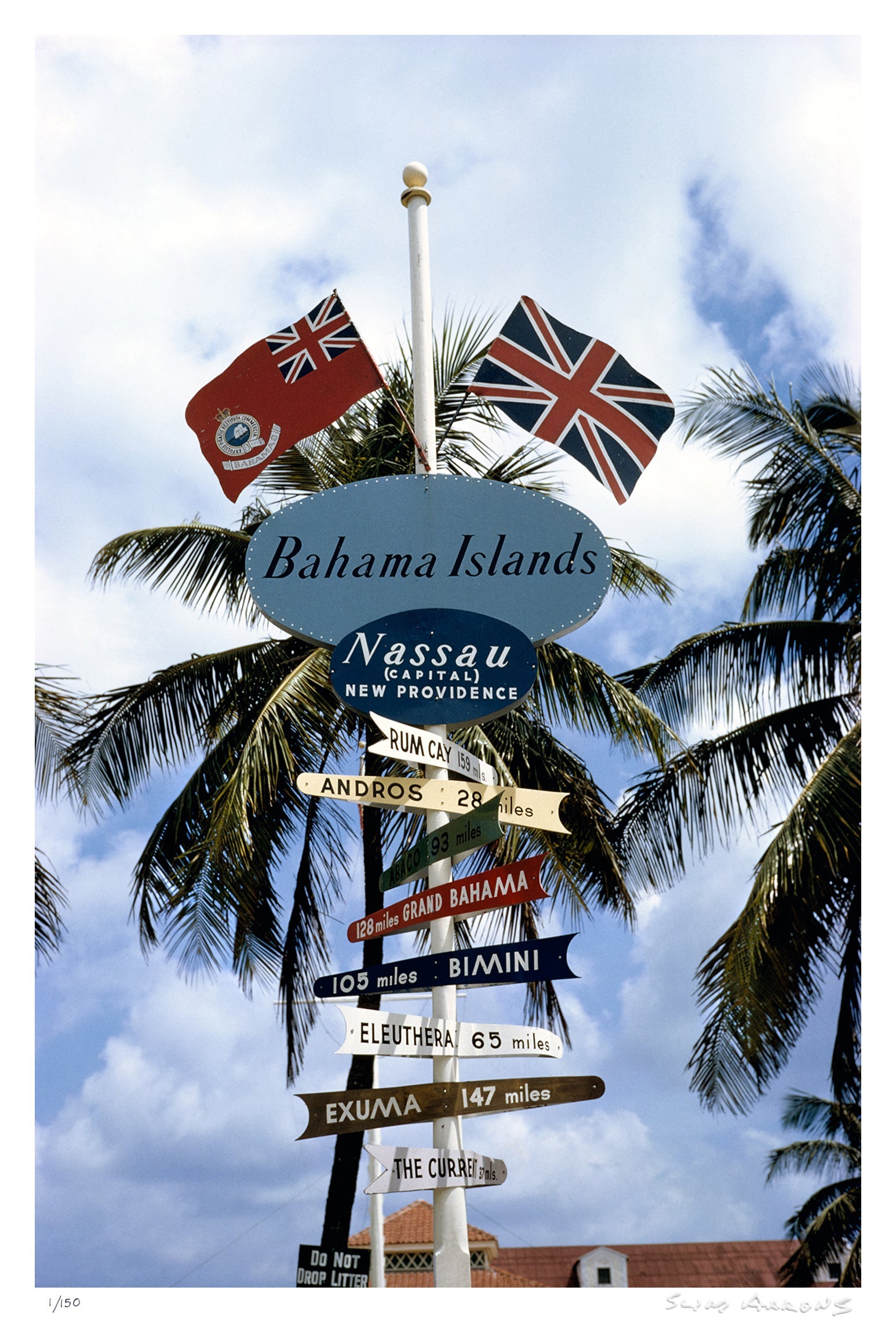 bahamas signpost - Slim Aarons - Limited Edition - Estate Stamped - Photography - Getty Images