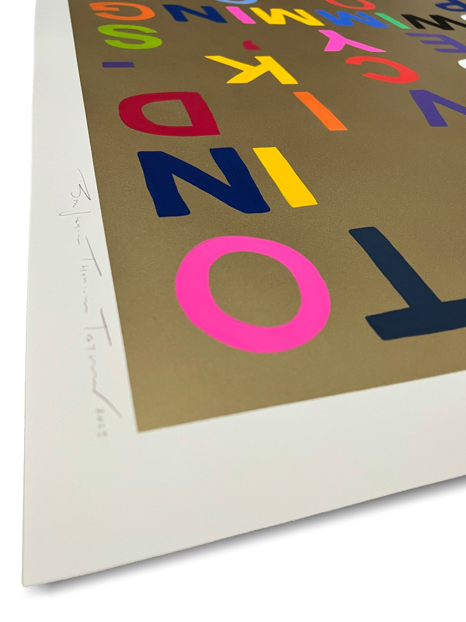 I Want To Jump In David Hockney's Swimming Pool With You by Benjamin Thomas Taylor, a hand-finished hand finished screen print on 300gsm somerset satin paper and hand painted letters in gouache from 2023